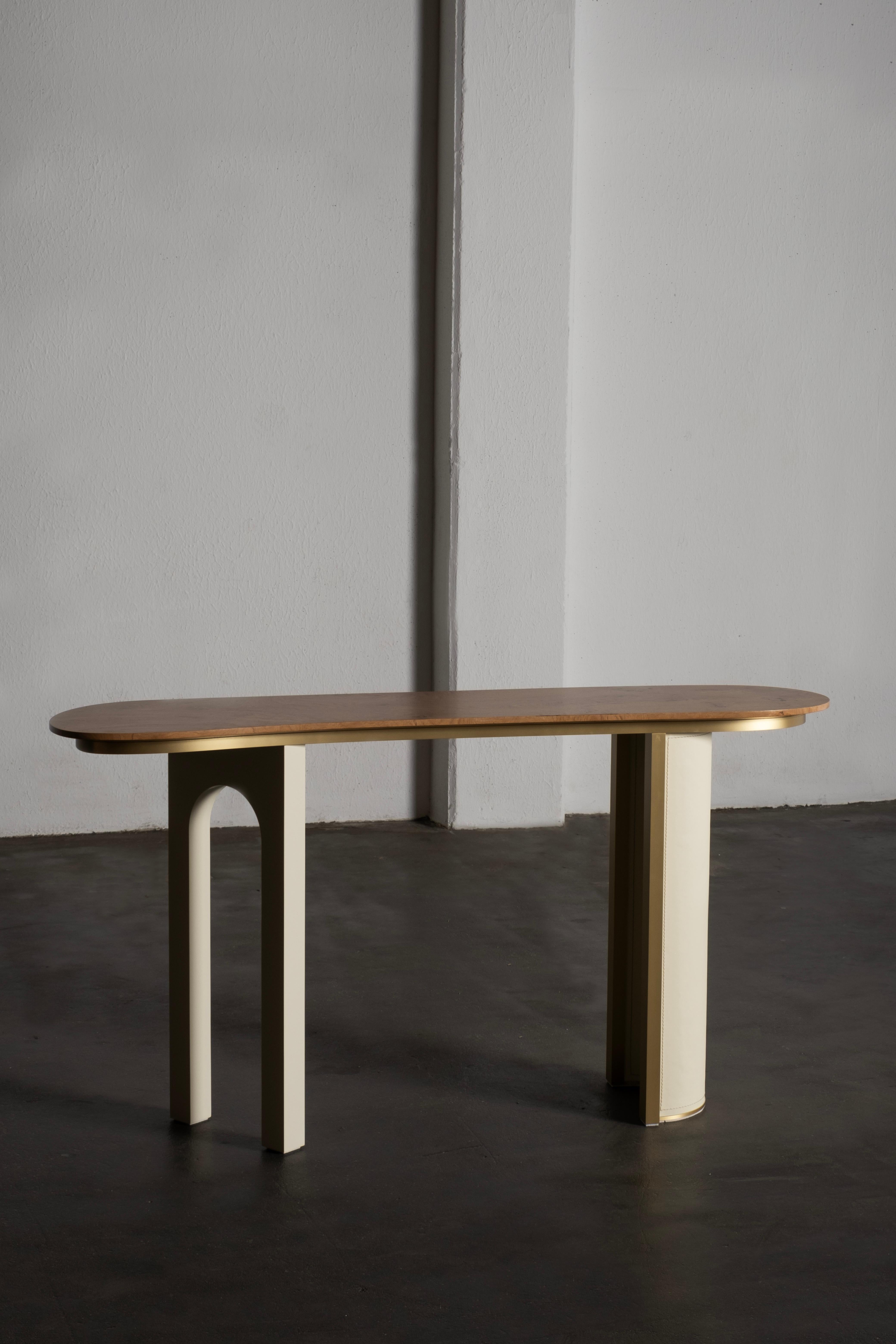Table console moderne Chiado, laiton de racine de chêne, fabriquée à la main au Portugal par Greenapple en vente 4