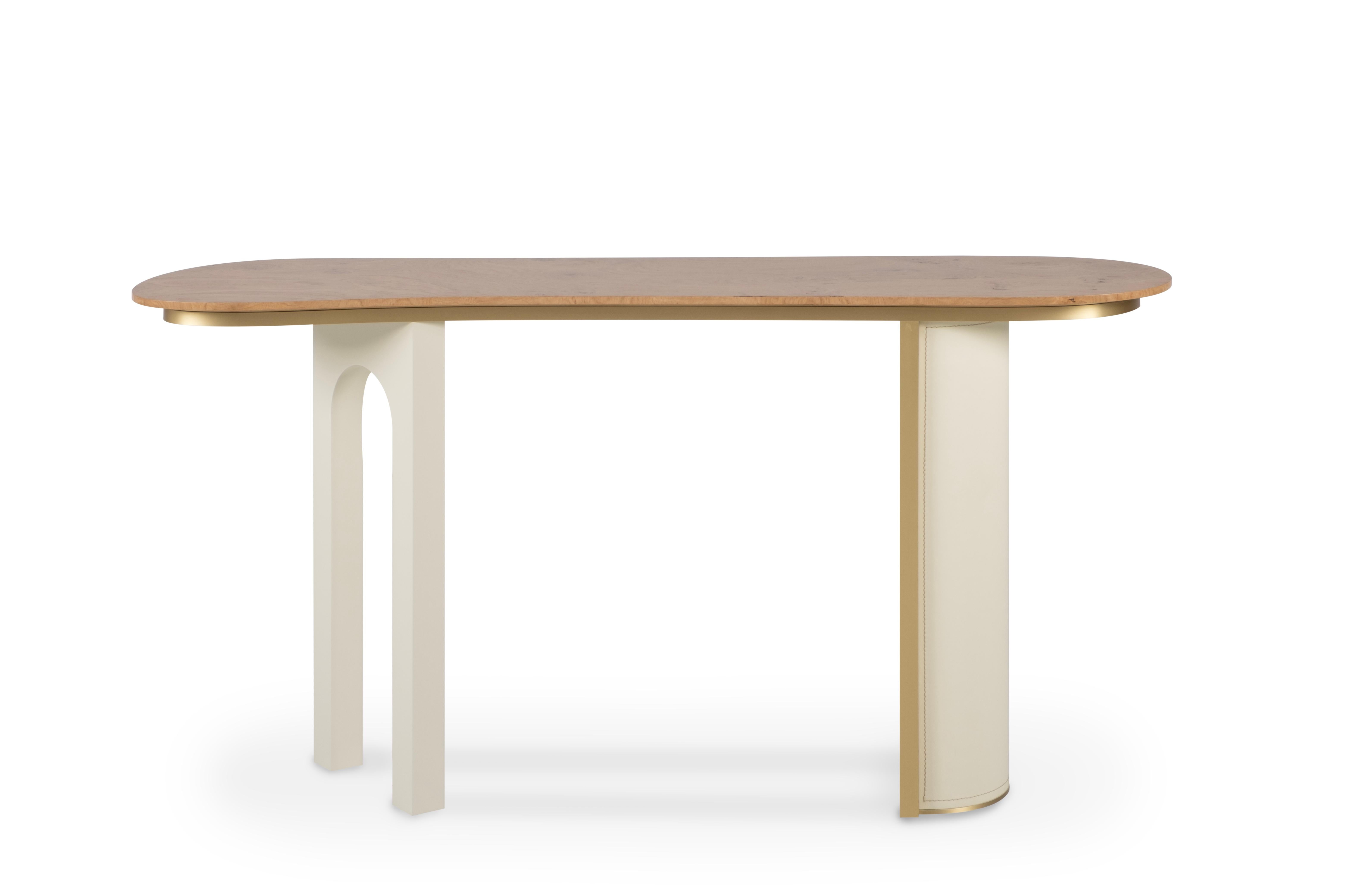 Moderne Table console moderne Chiado, laiton de racine de chêne, fabriquée à la main au Portugal par Greenapple en vente