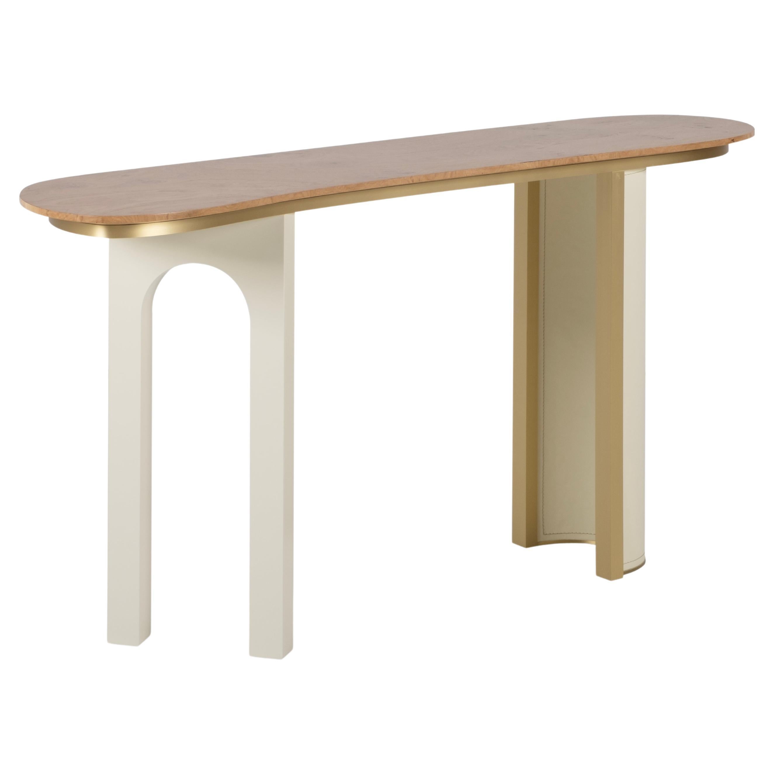 Table console moderne Chiado, laiton de racine de chêne, fabriquée à la main au Portugal par Greenapple en vente