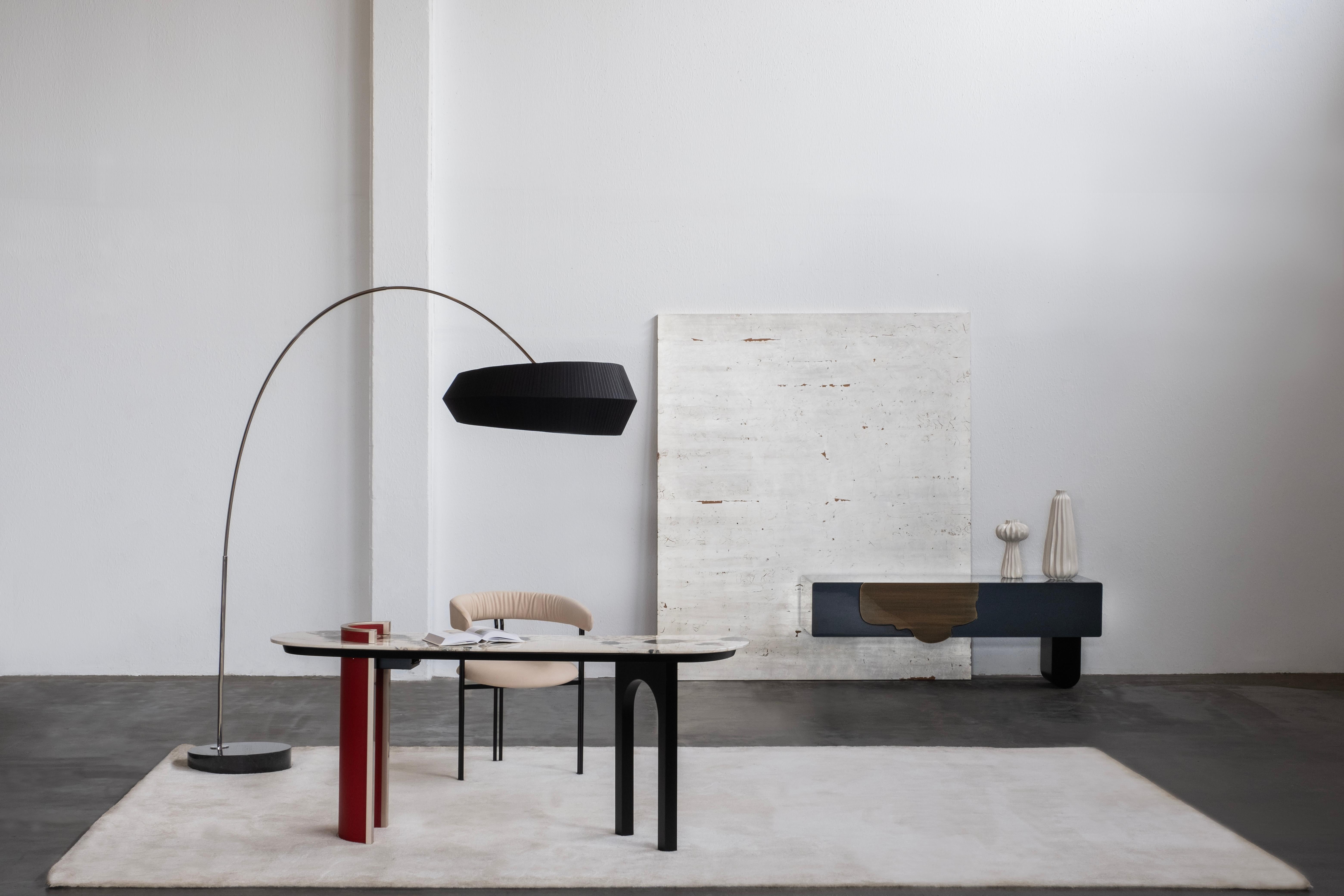 Modern Chiado Console Table, Red Leather, Stone, Handmade Portugal by Greenapple In New Condition For Sale In Lisboa, PT
