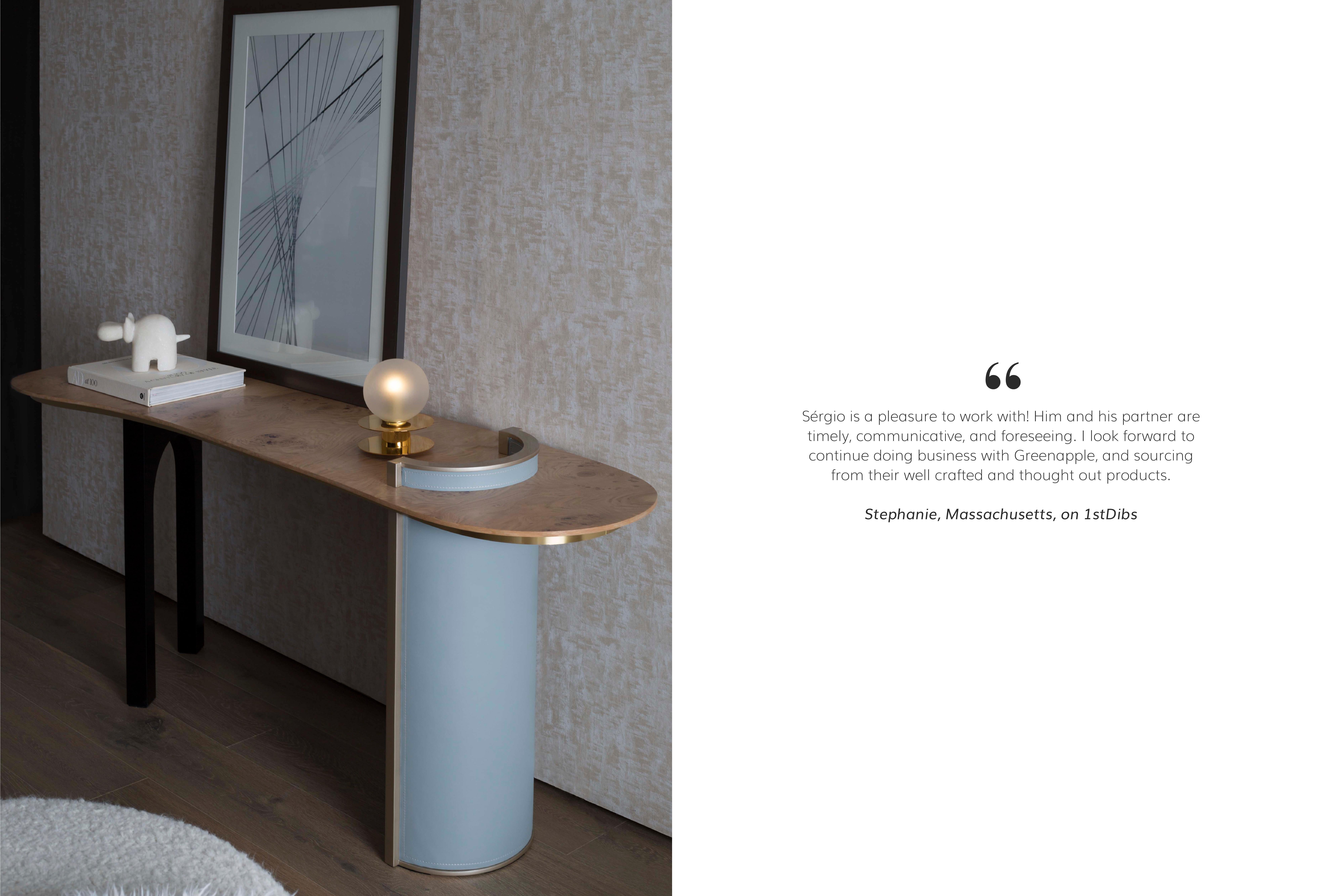 Modern Chiado Console Table, Red Leather, Stone, Handmade Portugal by Greenapple In New Condition For Sale In Lisboa, PT