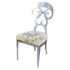 Modern Chiavari Style Polished Aluminum Chair with Clarence House Velvet Seat