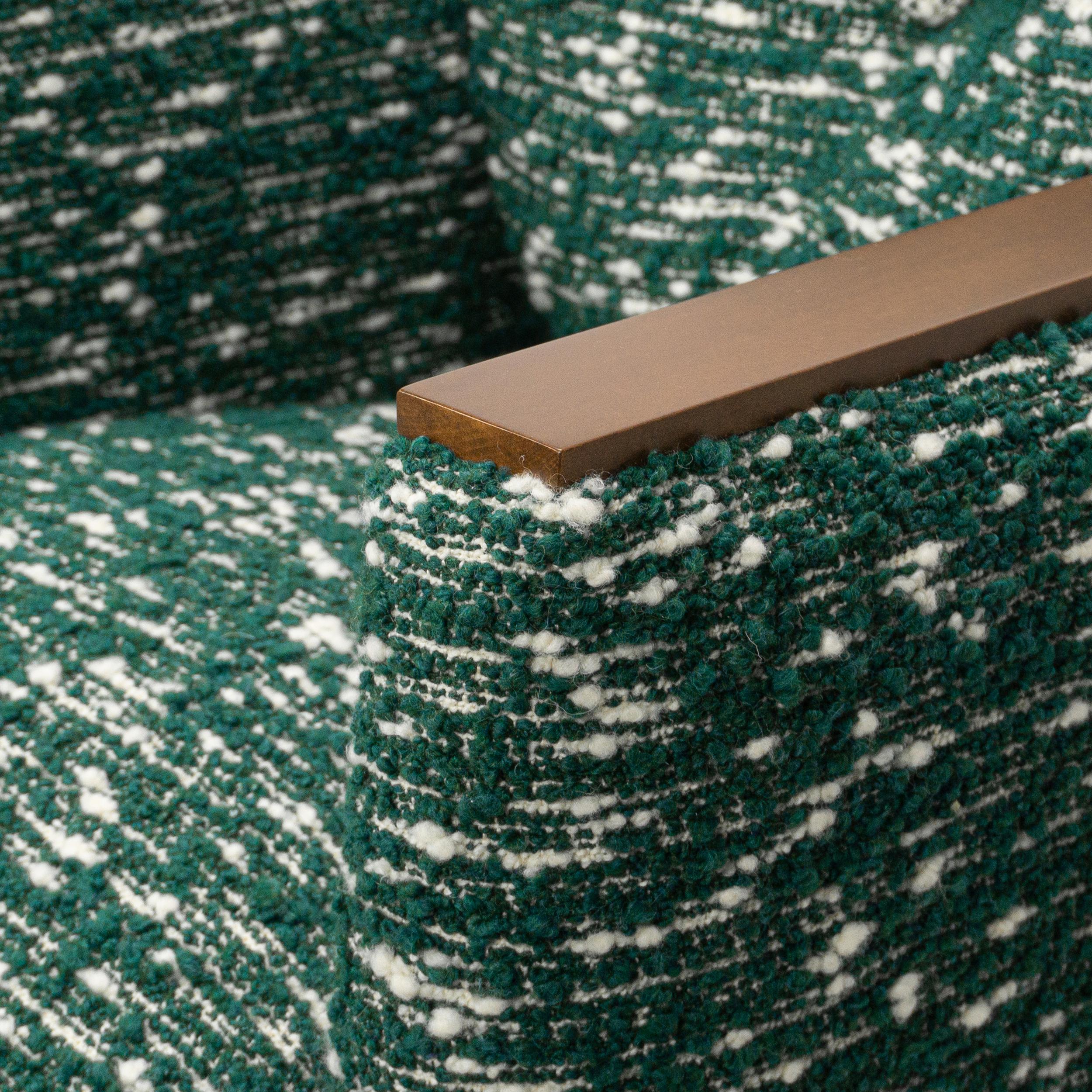 Modern Chic Club Chair in Wool Green Boucle with White Strie For Sale 8