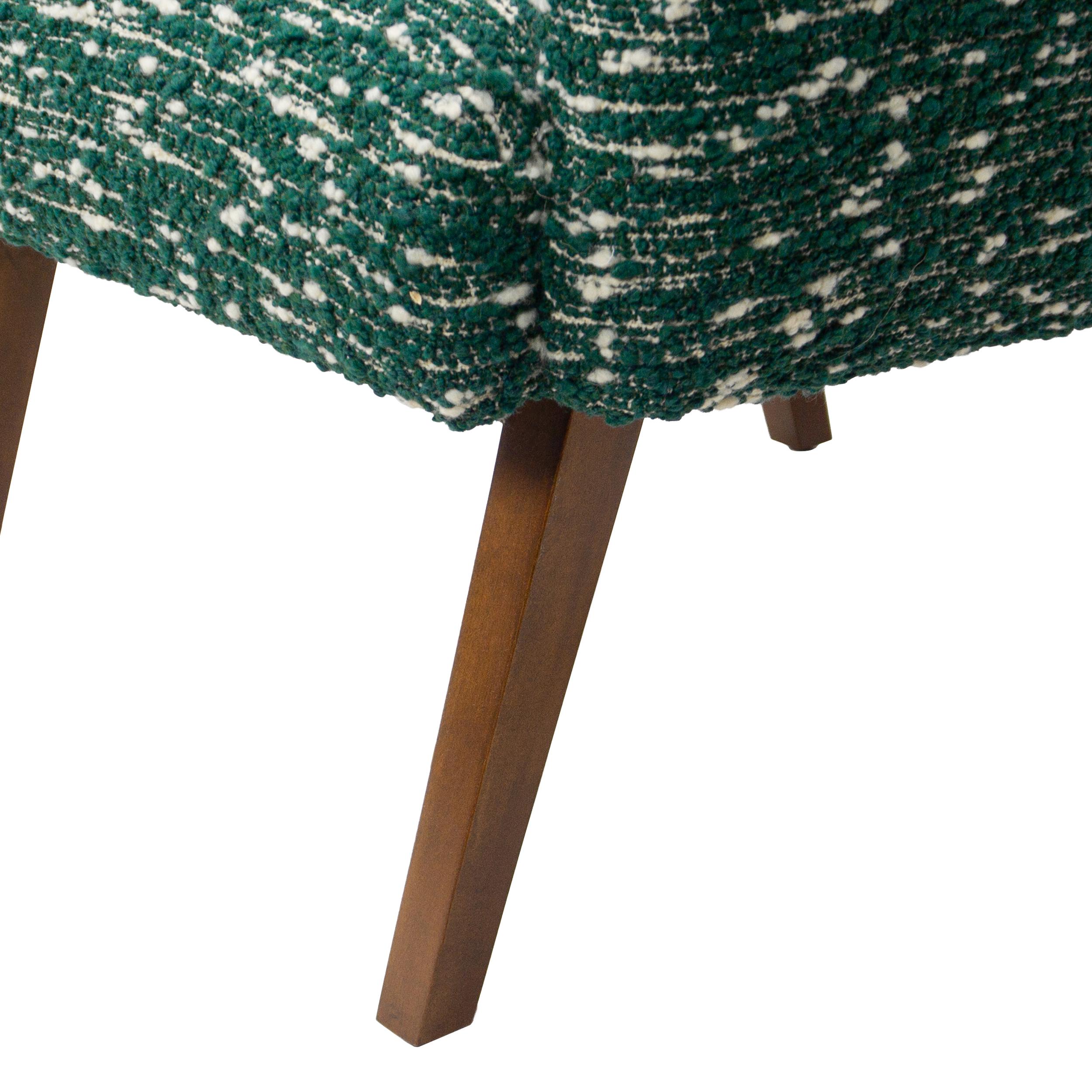 Modern Chic Club Chair in Wool Green Boucle with White Strie For Sale 10