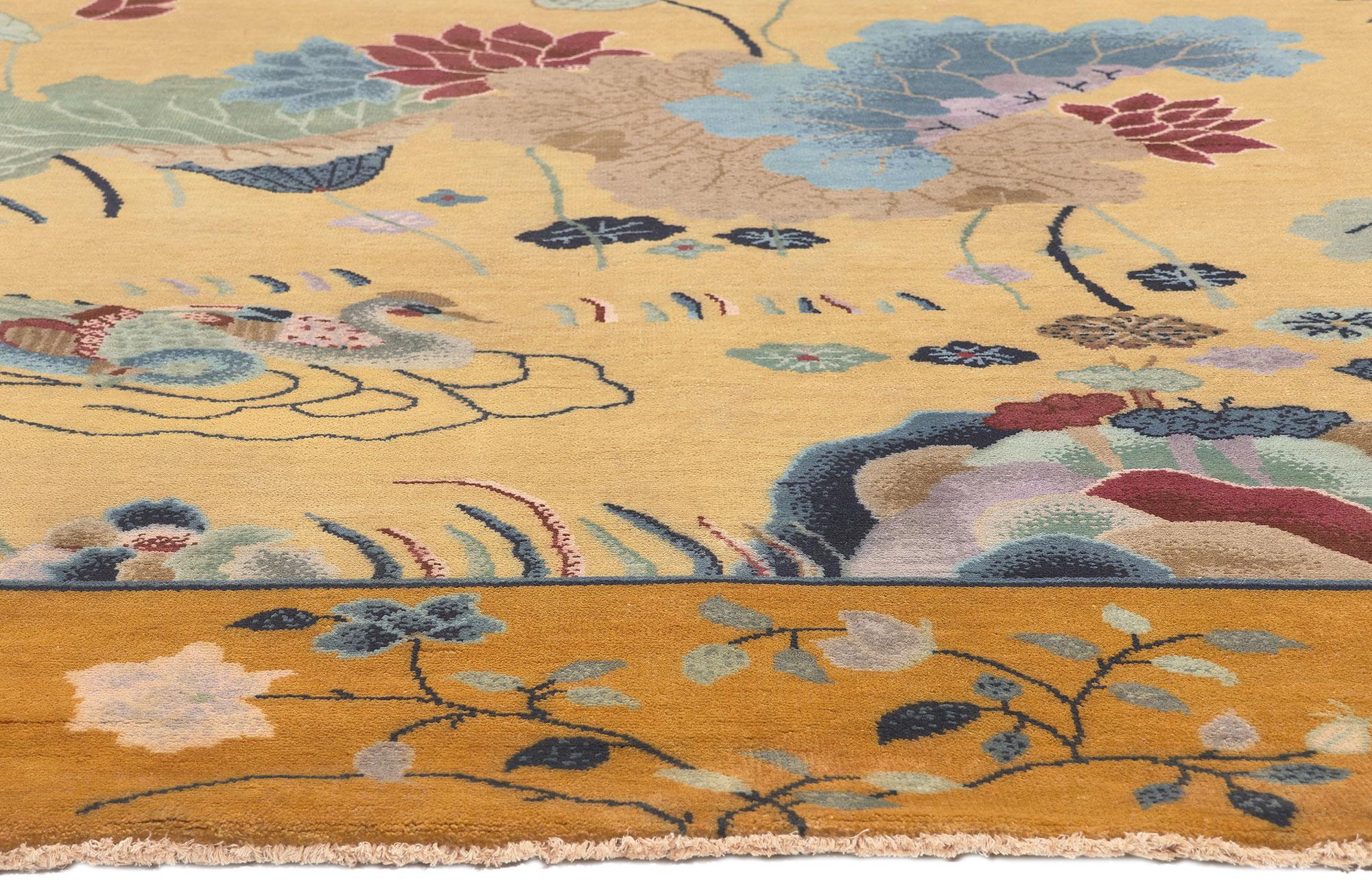 Indian Modern Chinese Art Deco Style Rug, Maximalism Meets Esoteric Elegance For Sale