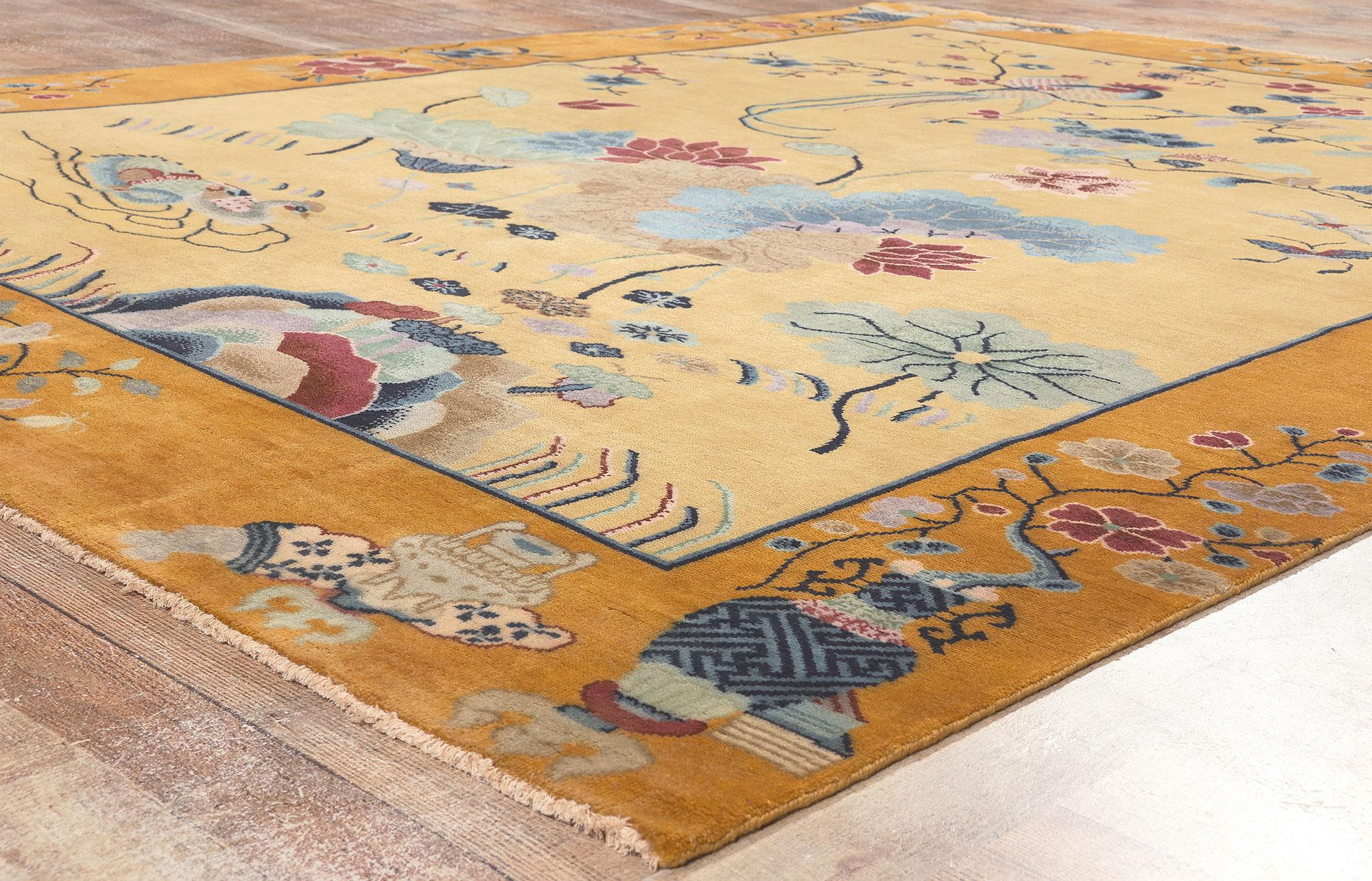 Contemporary Modern Chinese Art Deco Style Rug, Maximalism Meets Esoteric Elegance For Sale