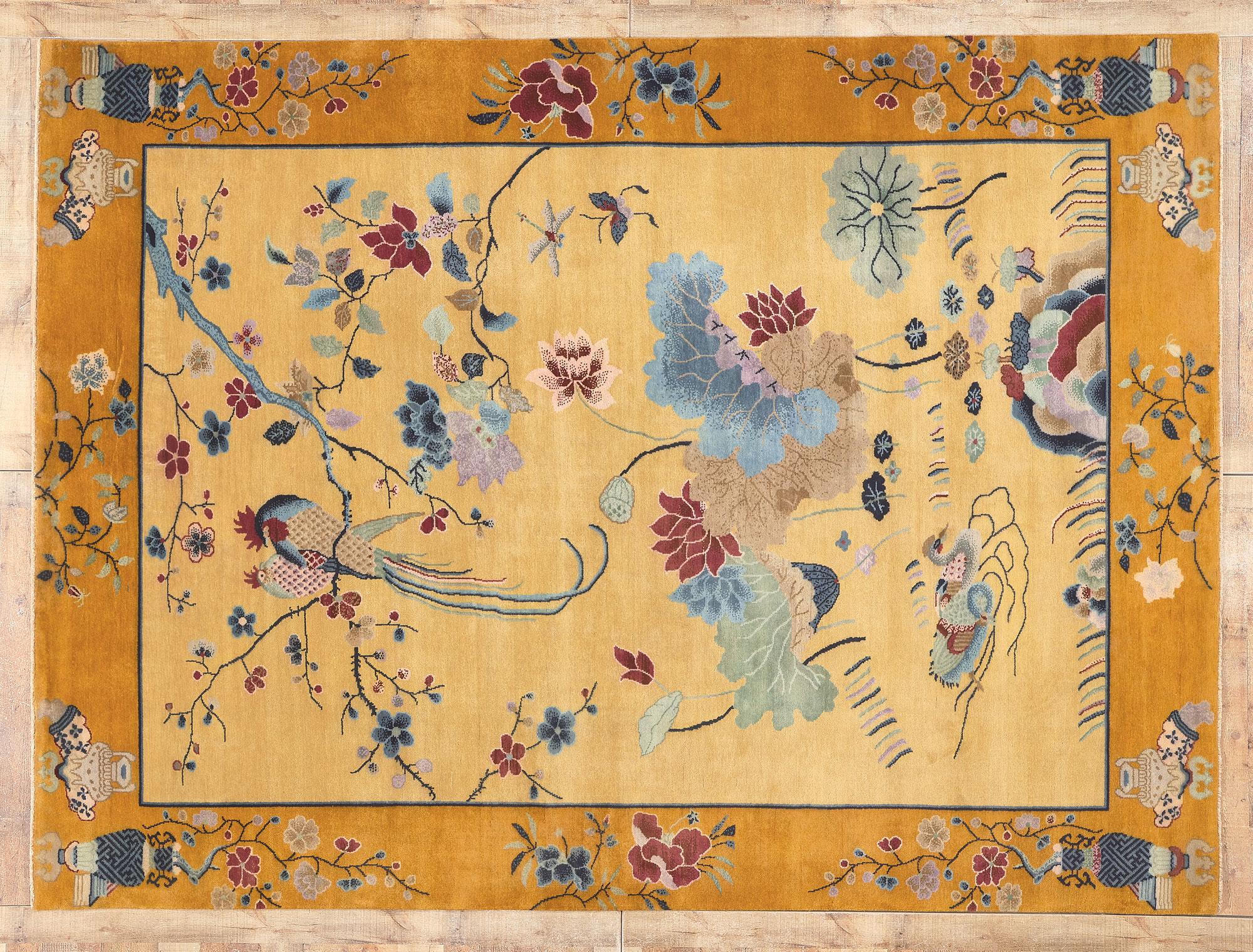 Modern Chinese Art Deco Style Rug, Maximalism Meets Esoteric Elegance For Sale 1