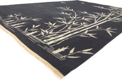 Modern Chinese Art Deco Style Rug with Bamboo Landscape Pictorial
