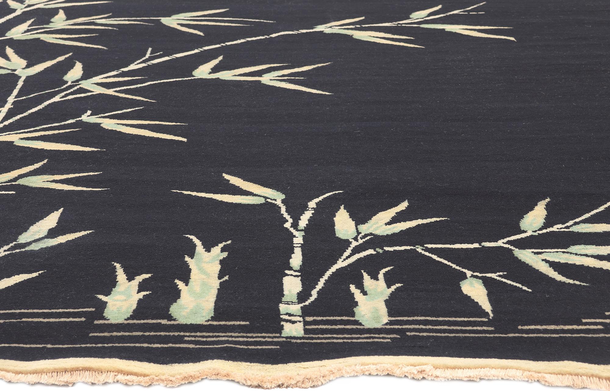 Hand-Knotted Modern Chinese Art Deco Style Rug with Bamboo Landscape Pictorial For Sale