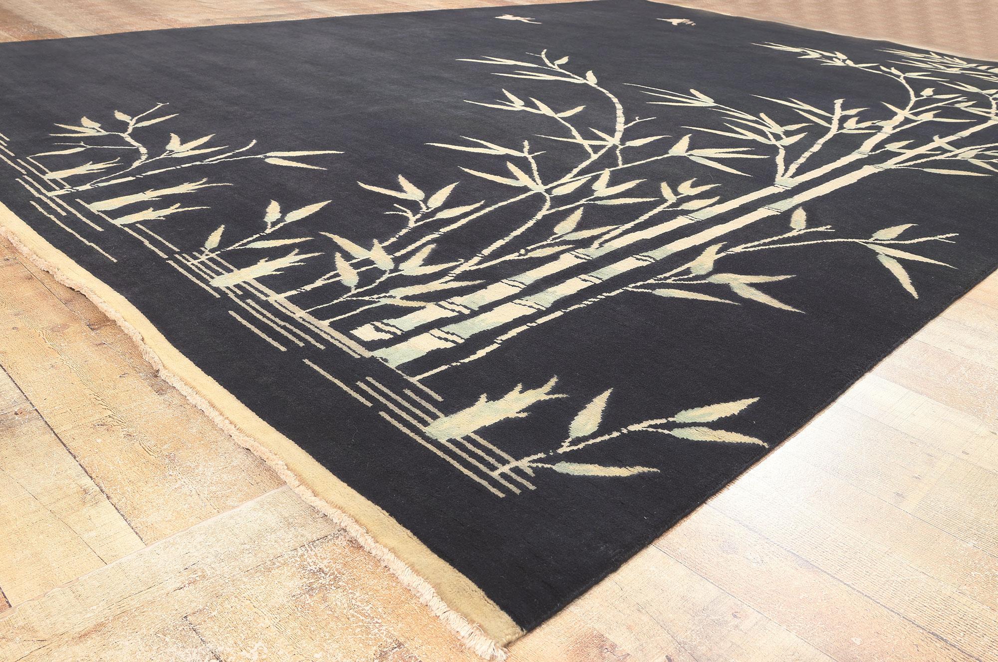 Contemporary Modern Chinese Art Deco Style Rug with Bamboo Landscape Pictorial For Sale