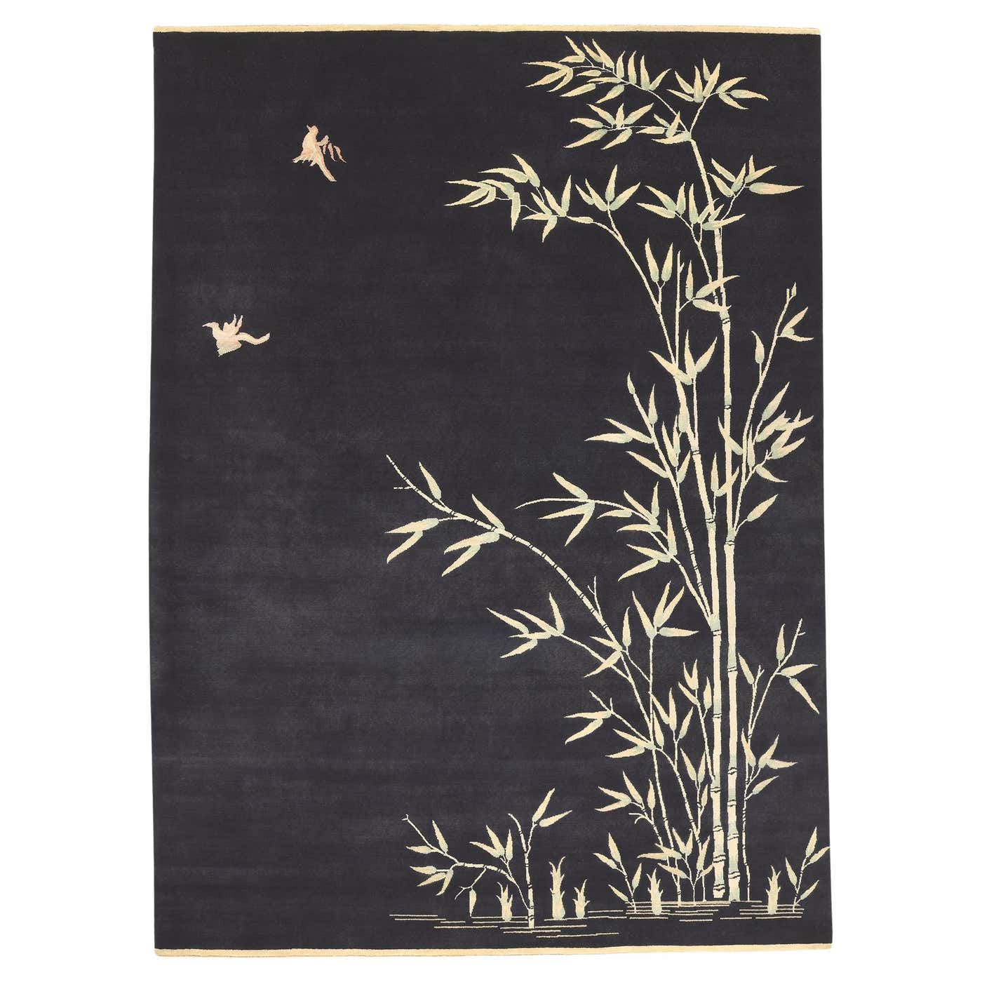 Modern Chinese Art Deco Style Rug with Bamboo Landscape Pictorial For ...