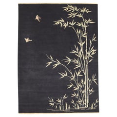 Modern Chinese Art Deco Style Rug with Bamboo Landscape Pictorial