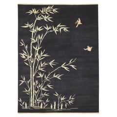 Modern Chinese Art Deco Style Rug with Bamboo Landscape Pictorial