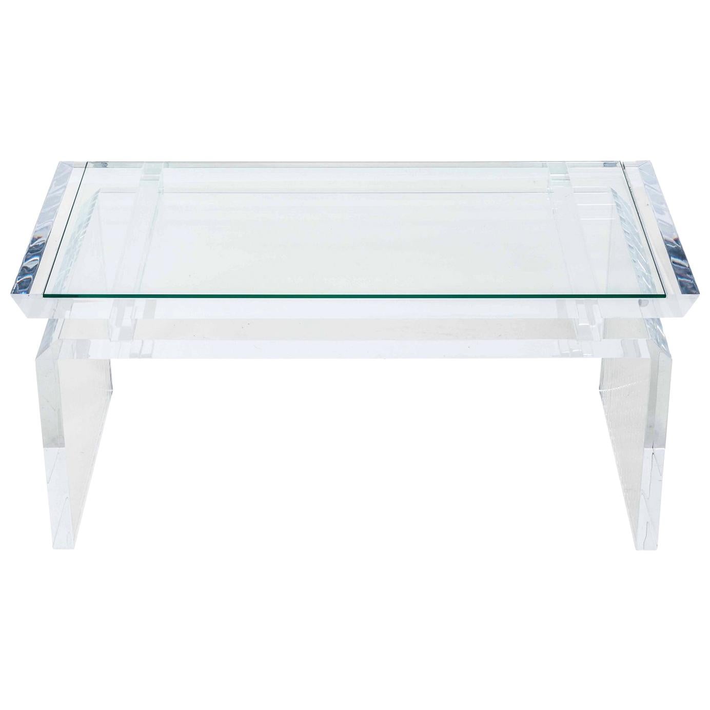 Modern Chinoise Lucite Cocktail Table, circa 1970s For Sale