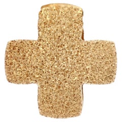 Modern Chiseled 18 Karat Yellow Gold Greek Cross Pendant