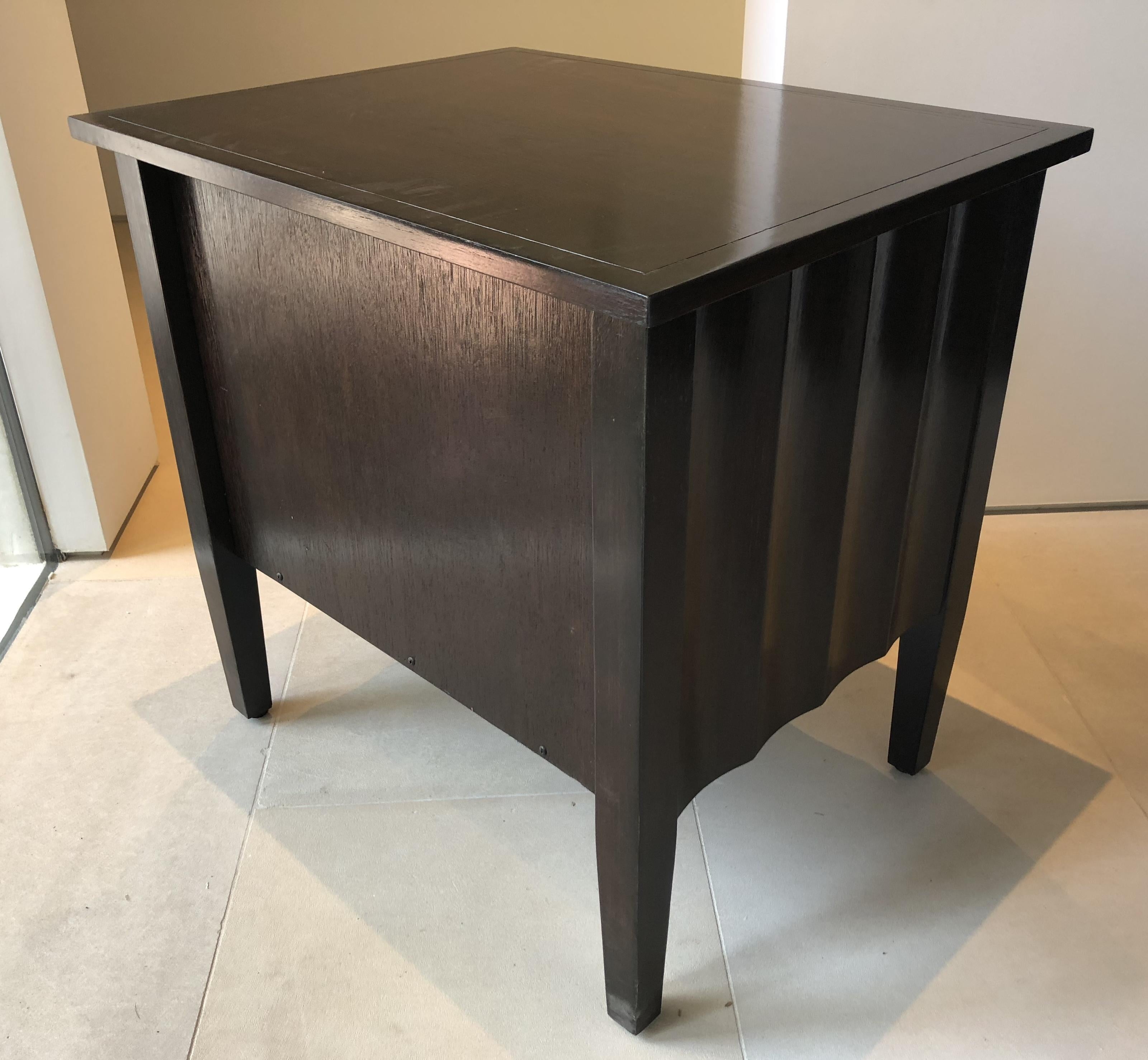 Modern Chocolate Brown Nightstands with Scalloped Detail on Drawers and Sides 3