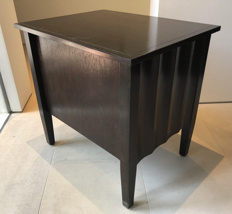 Modern Chocolate Brown Nightstands with Scalloped Detail on Drawers and