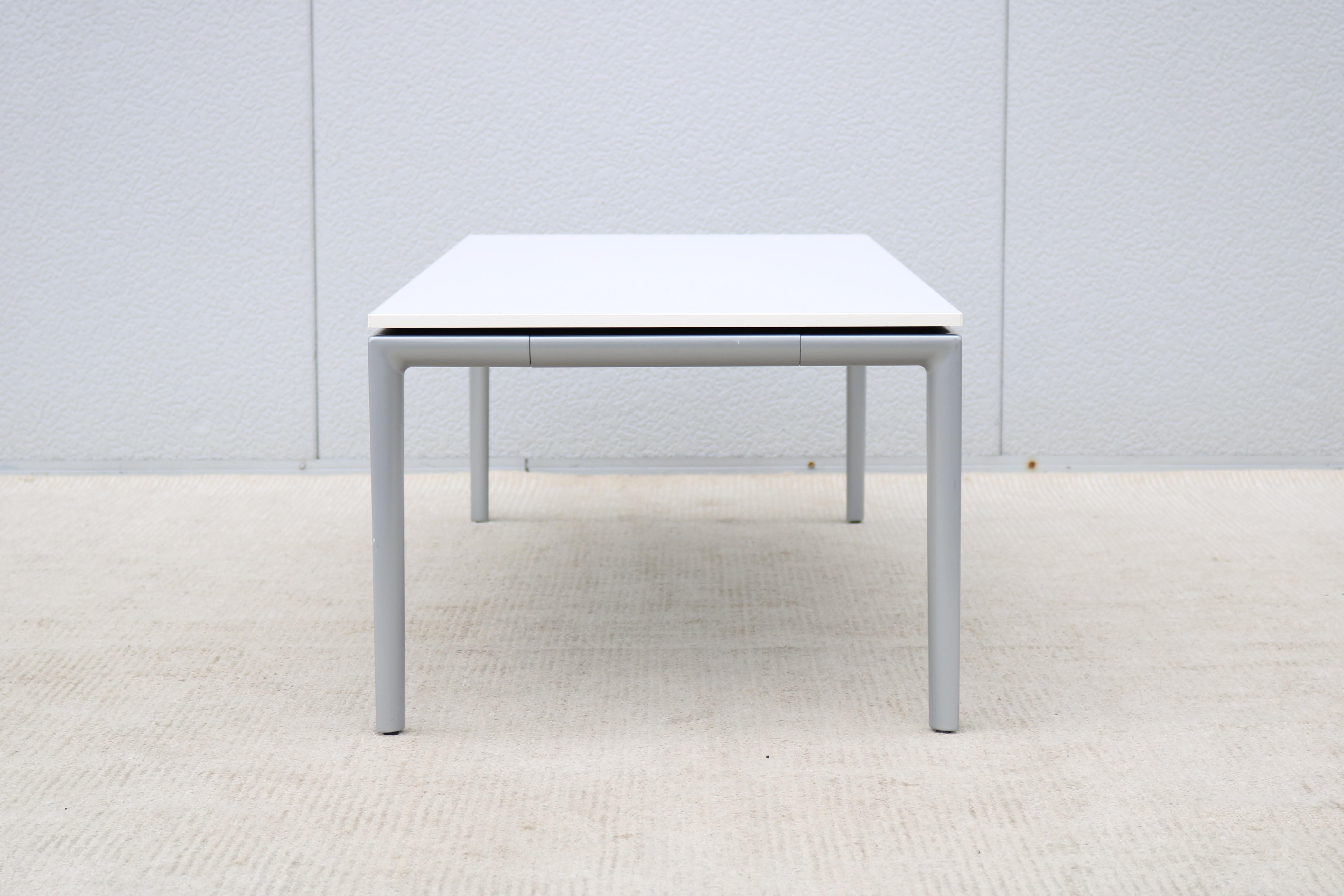 Mesa de centro moderna Chris Adamick for Allsteel Parallel Rectangular White Top en venta 2