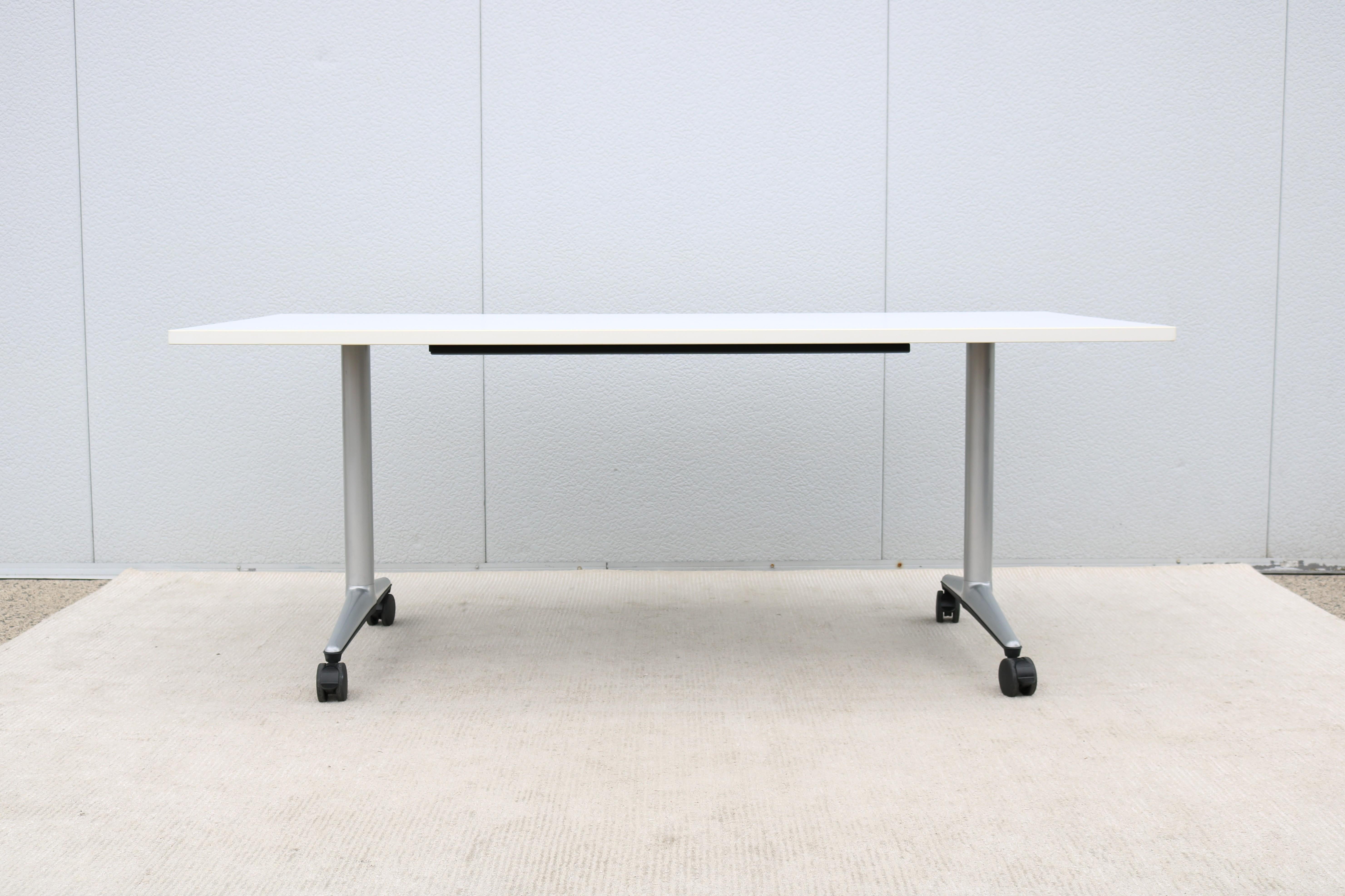 Powder-Coated Modern Christian Cornelius for Coalesse Akira Rectangle Mobile Conference Table For Sale
