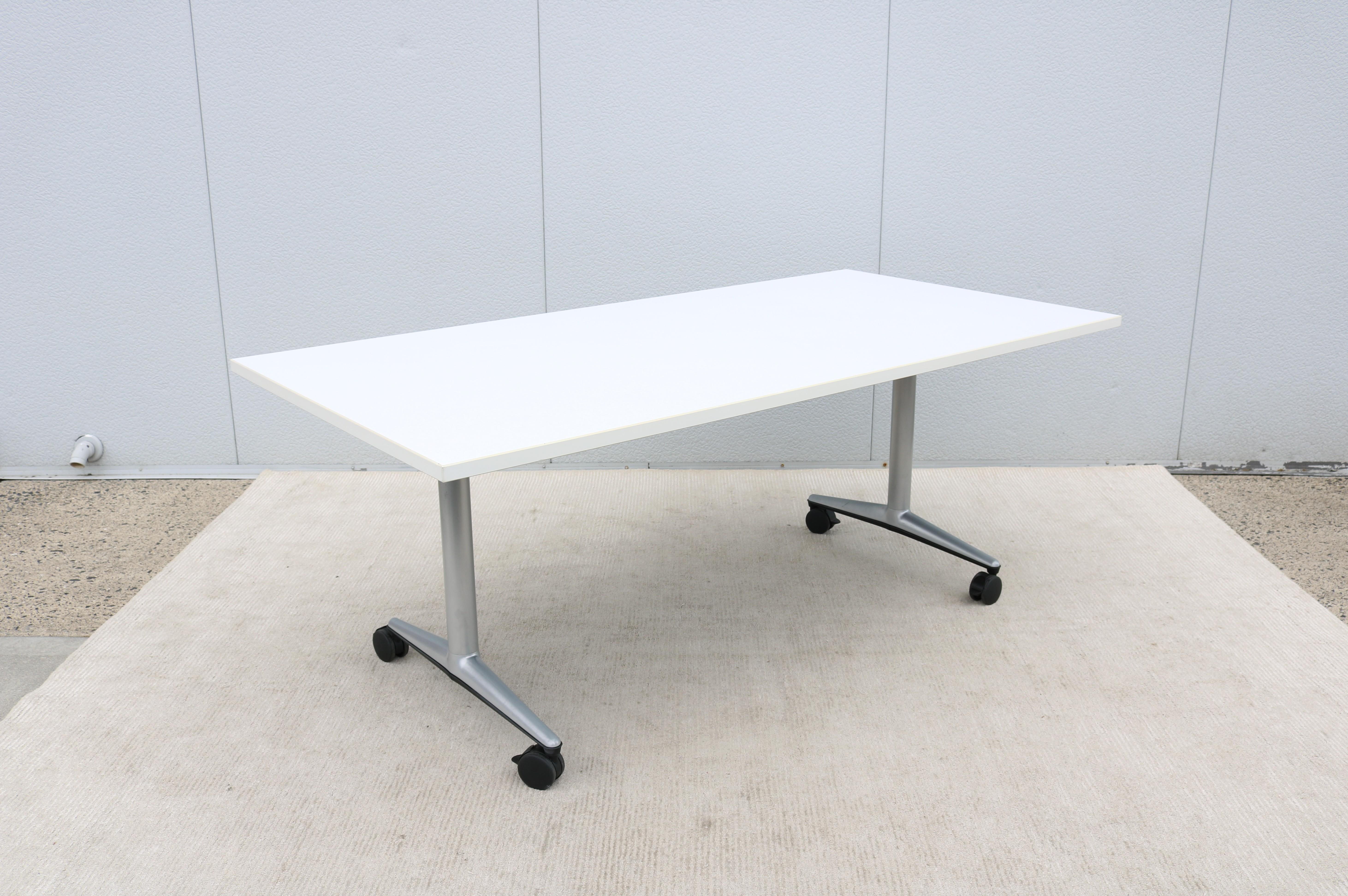 Aluminum Modern Christian Cornelius for Coalesse Akira Rectangle Mobile Conference Table For Sale