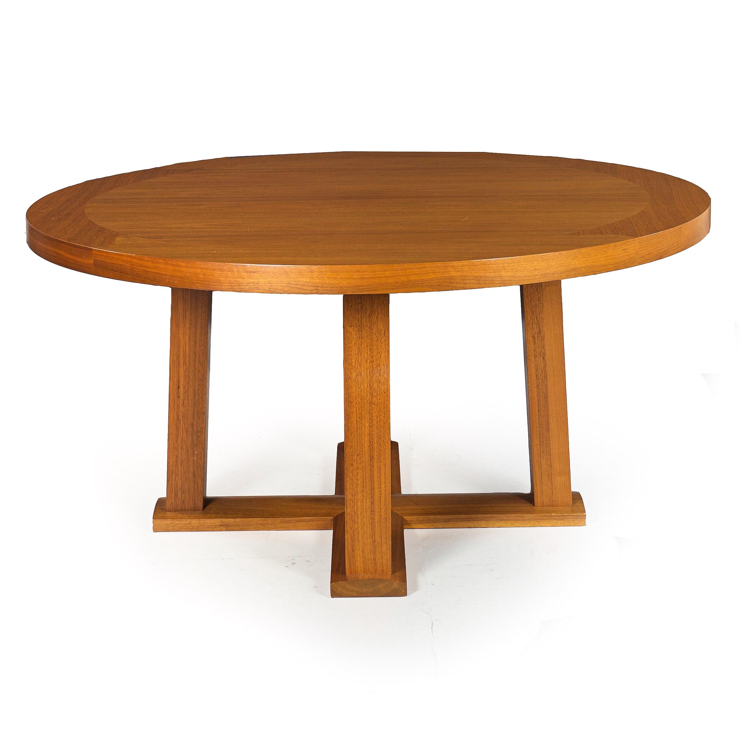 Modern Christian Liaigre for Holly Hunt Walnut Circular Round Dining Table In Good Condition In Shippensburg, PA