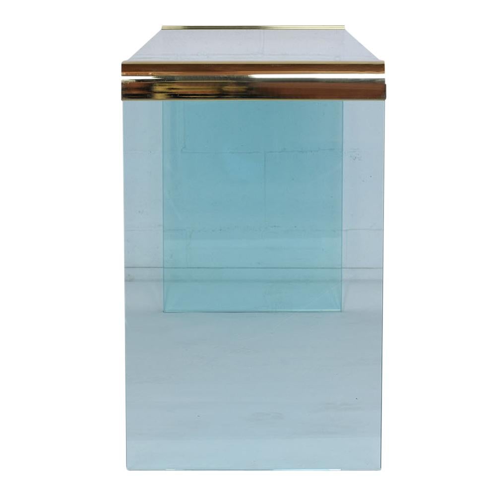 Modern Chrome and Glass Console Table (Moderne)