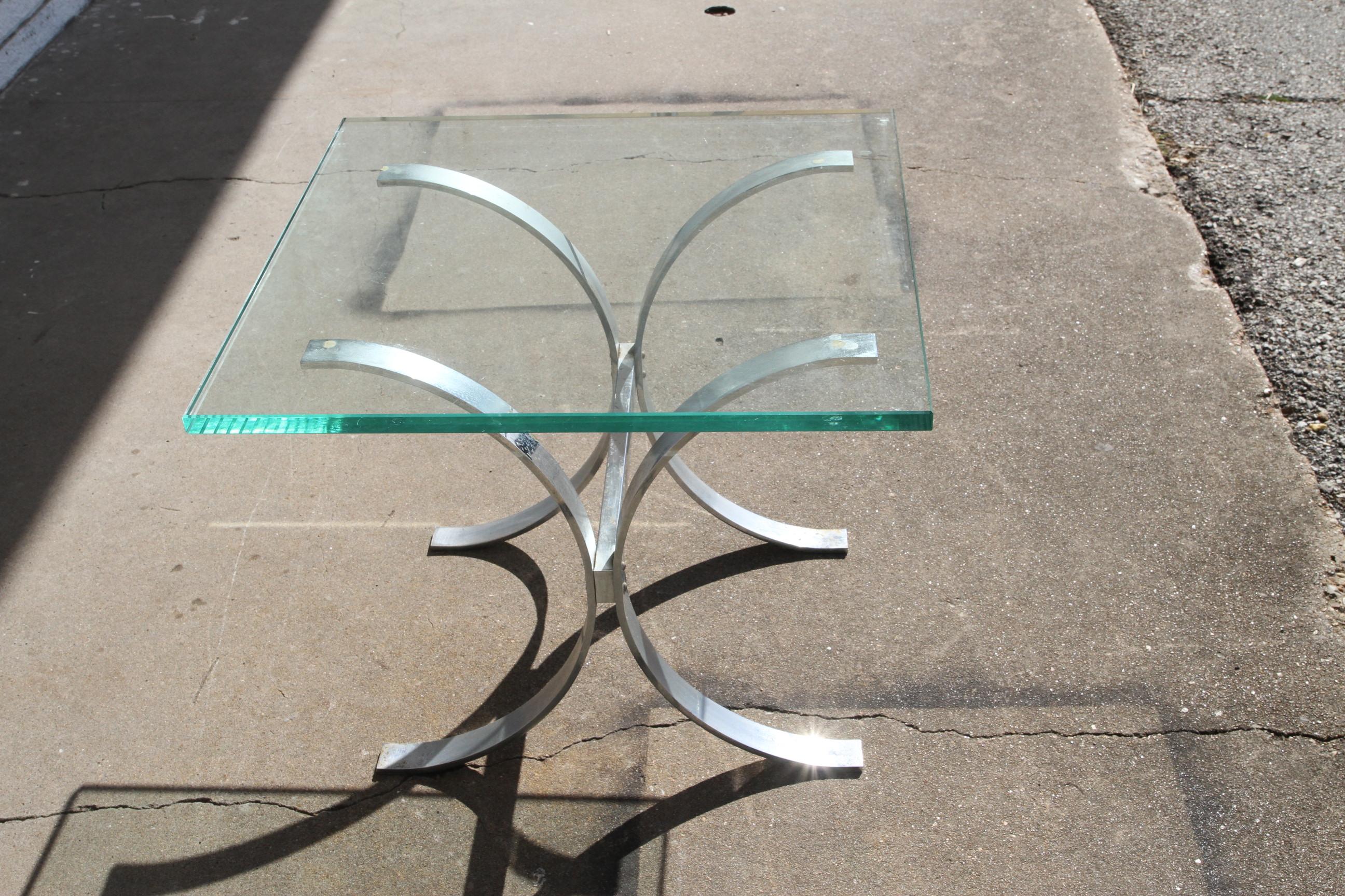American Modern Chrome and Glass Top Table Attr. Ronald Schmitt