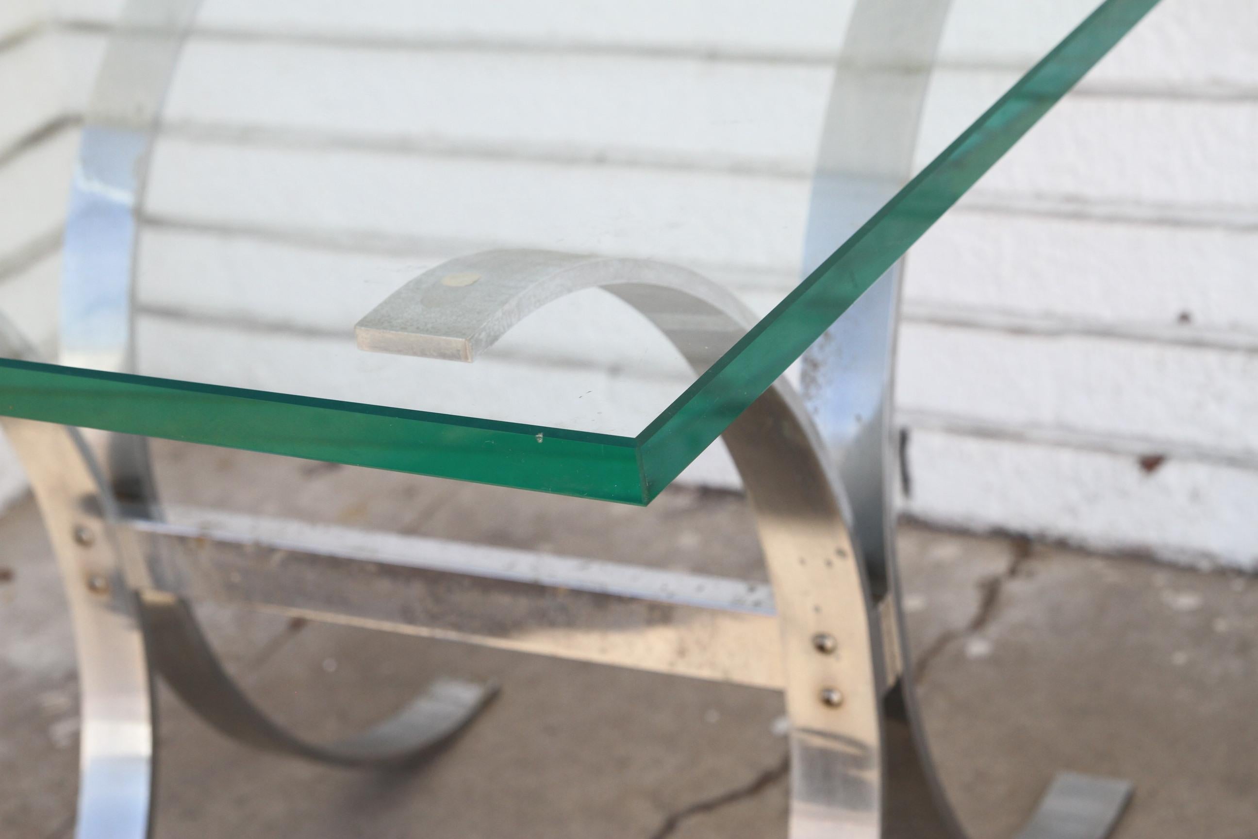 20th Century Modern Chrome and Glass Top Table Attr. Ronald Schmitt