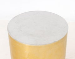 Modern Chrome and Gold-Tone Cylindrical Side Table