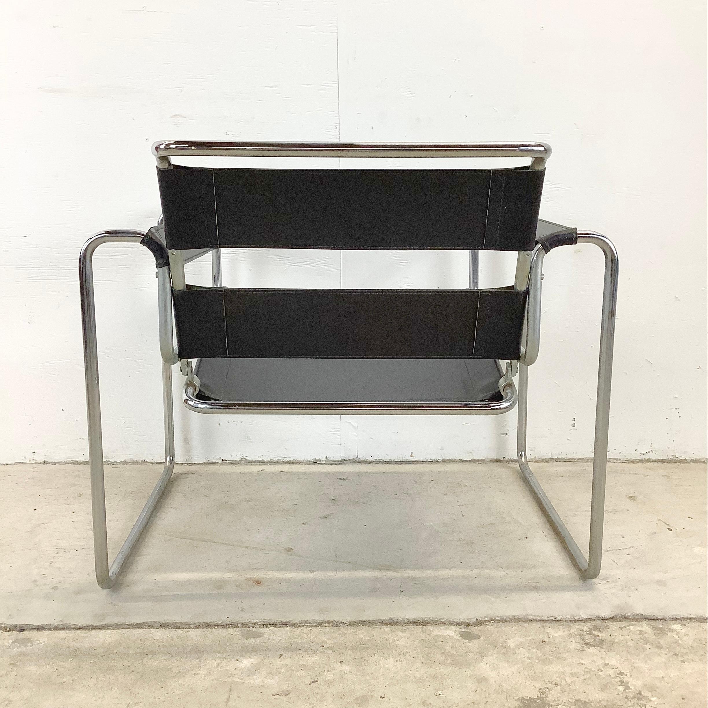 20th Century Modern Chrome and Leather Strap Armchair after marcel breuer For Sale
