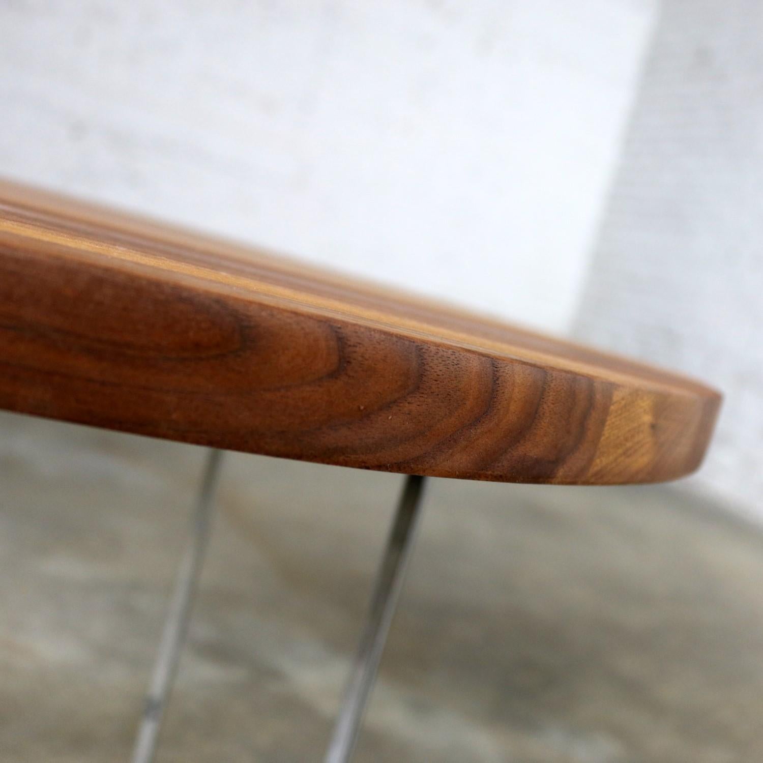 Modern Chrome and Walnut Round Side Table Attributed to Milo Baughman 4