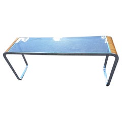 Modern Chrome, Bamboo and Glass Sofa/Console Table
