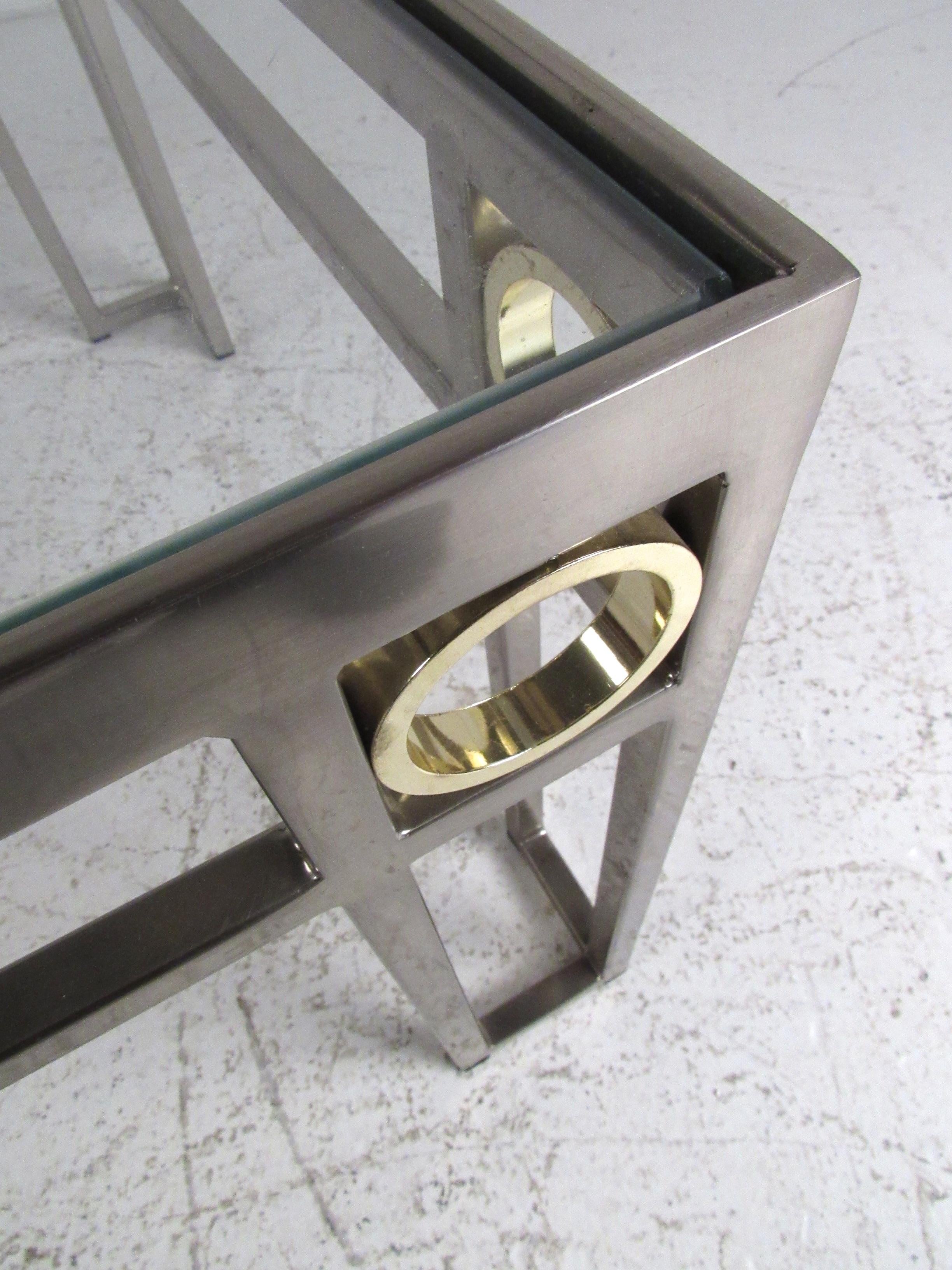 Modern Chrome and Brass Coffee Table In Good Condition For Sale In Brooklyn, NY