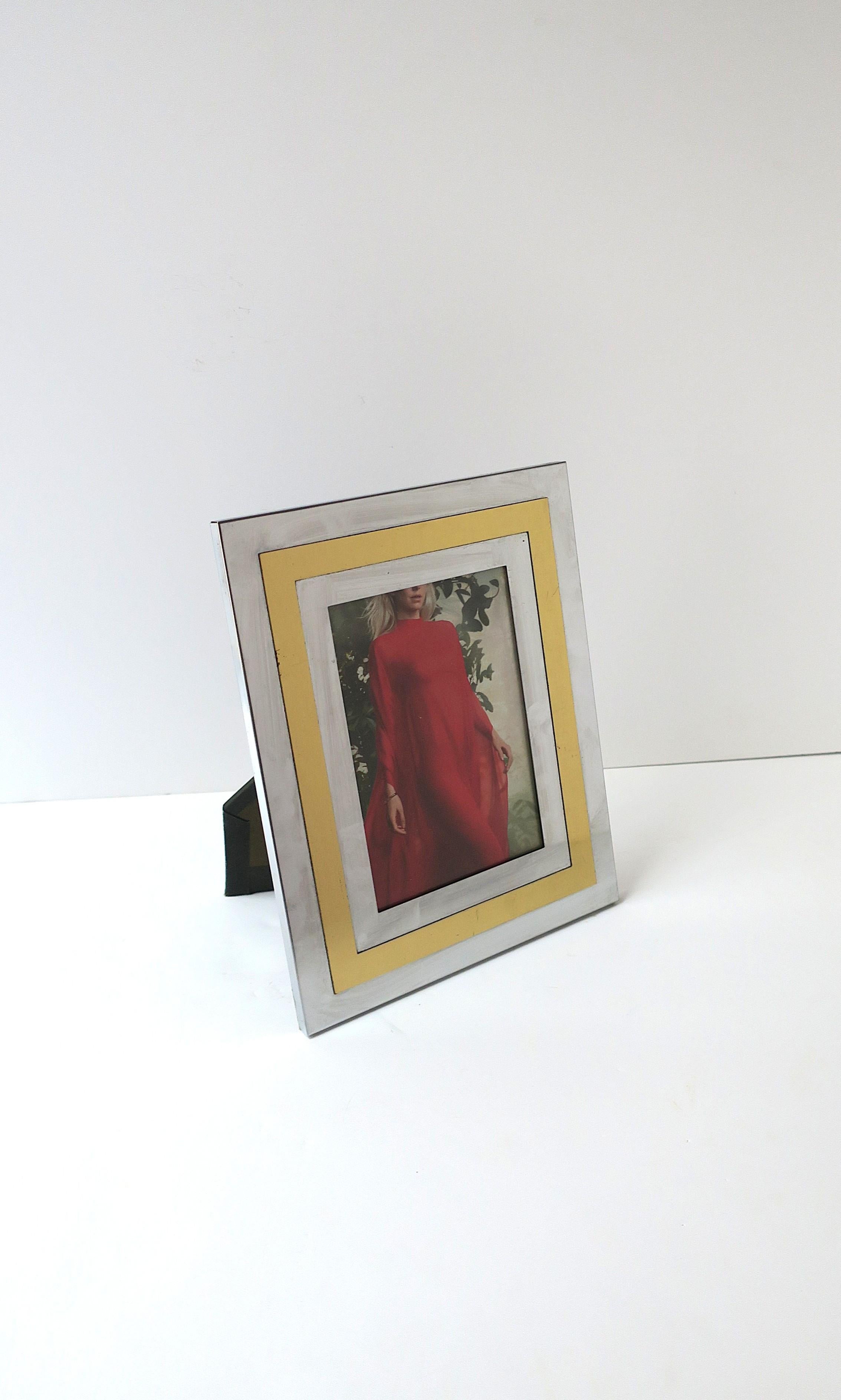 20th Century Modern Chrome Brass Picture Frame, circa 1970s For Sale