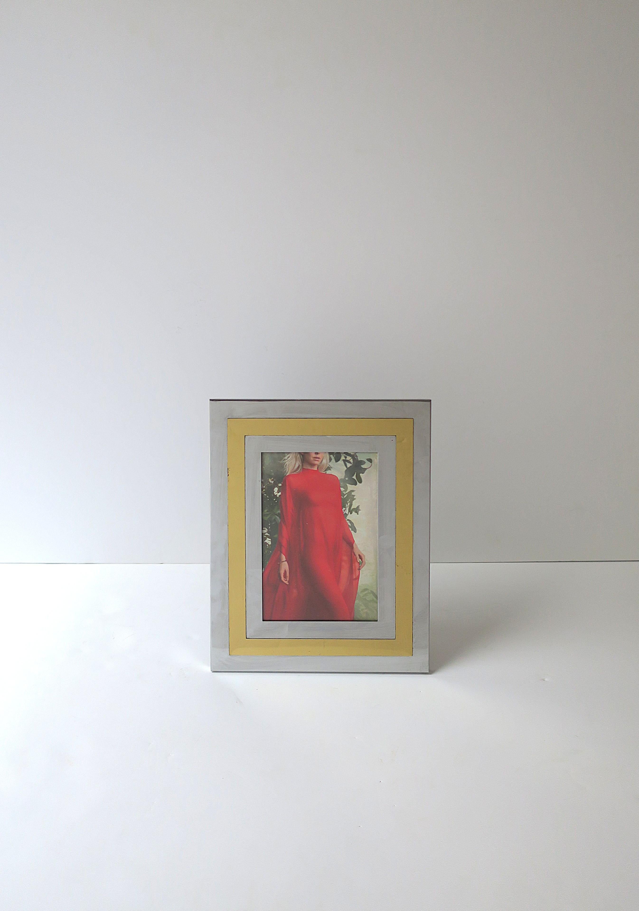 Modern Chrome Brass Picture Frame, circa 1970s For Sale 1