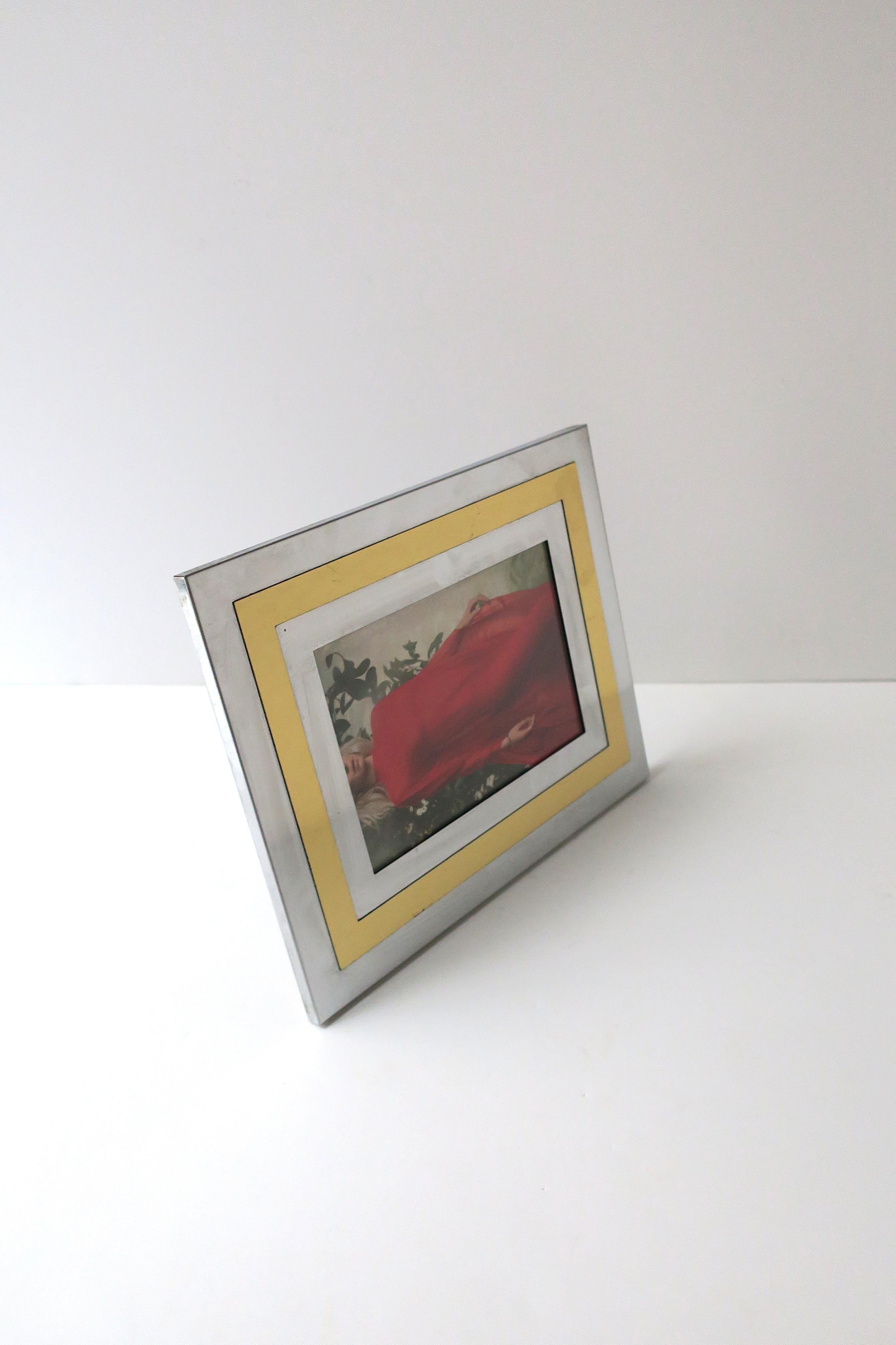 Modern Chrome Brass Picture Frame, circa 1970s For Sale 3