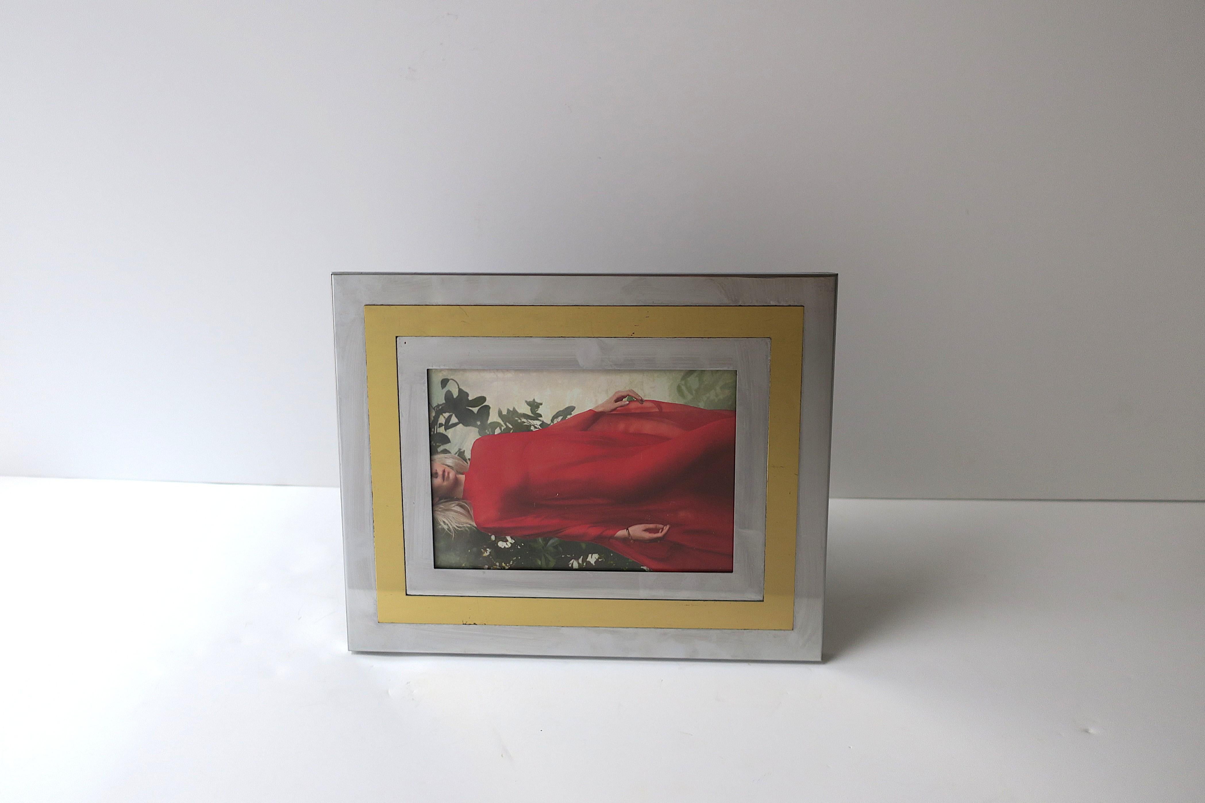 Modern Chrome Brass Picture Frame, circa 1970s For Sale 4