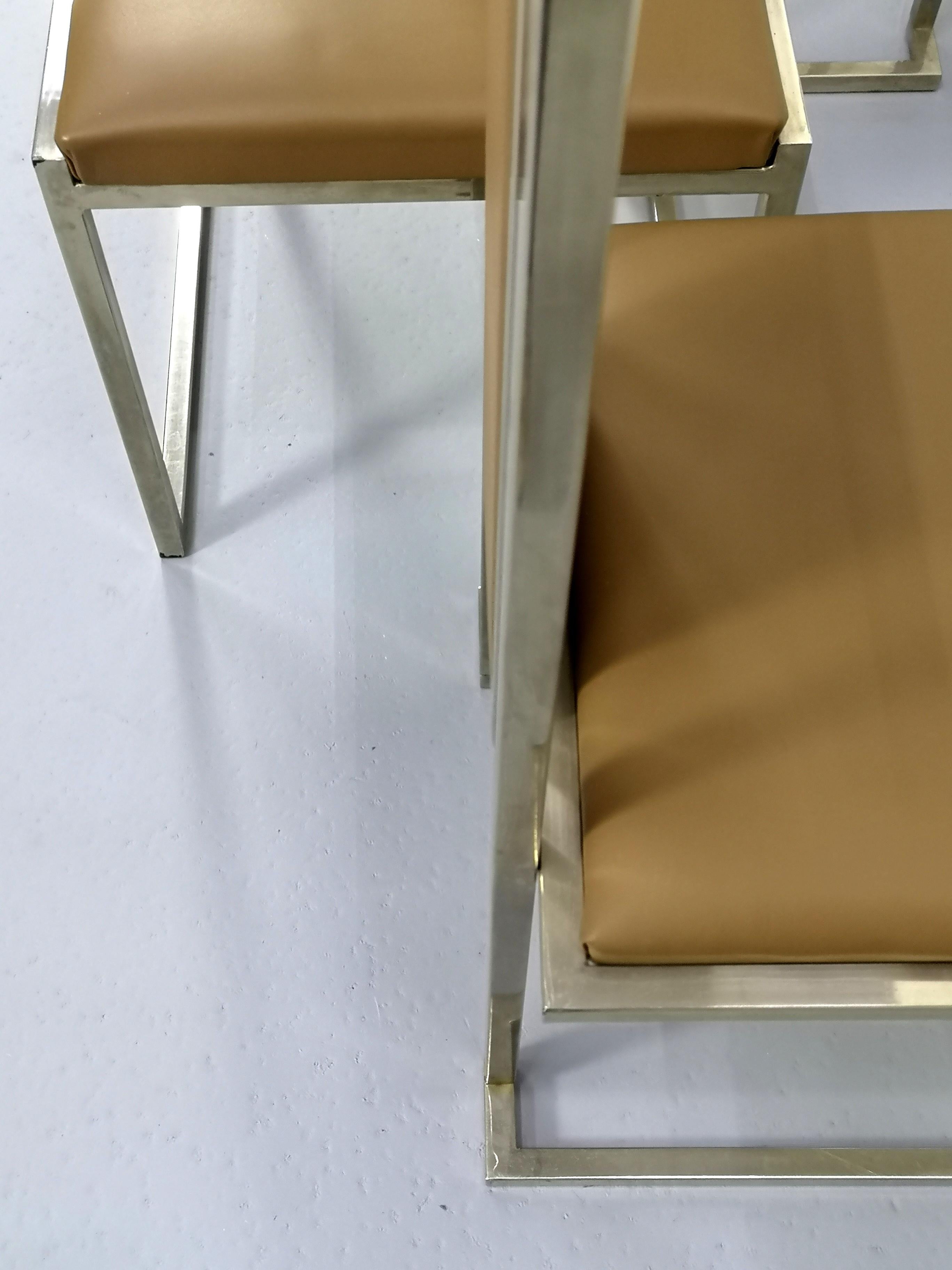Modern Chrome Chairs with Leather Upholstery For Sale 9