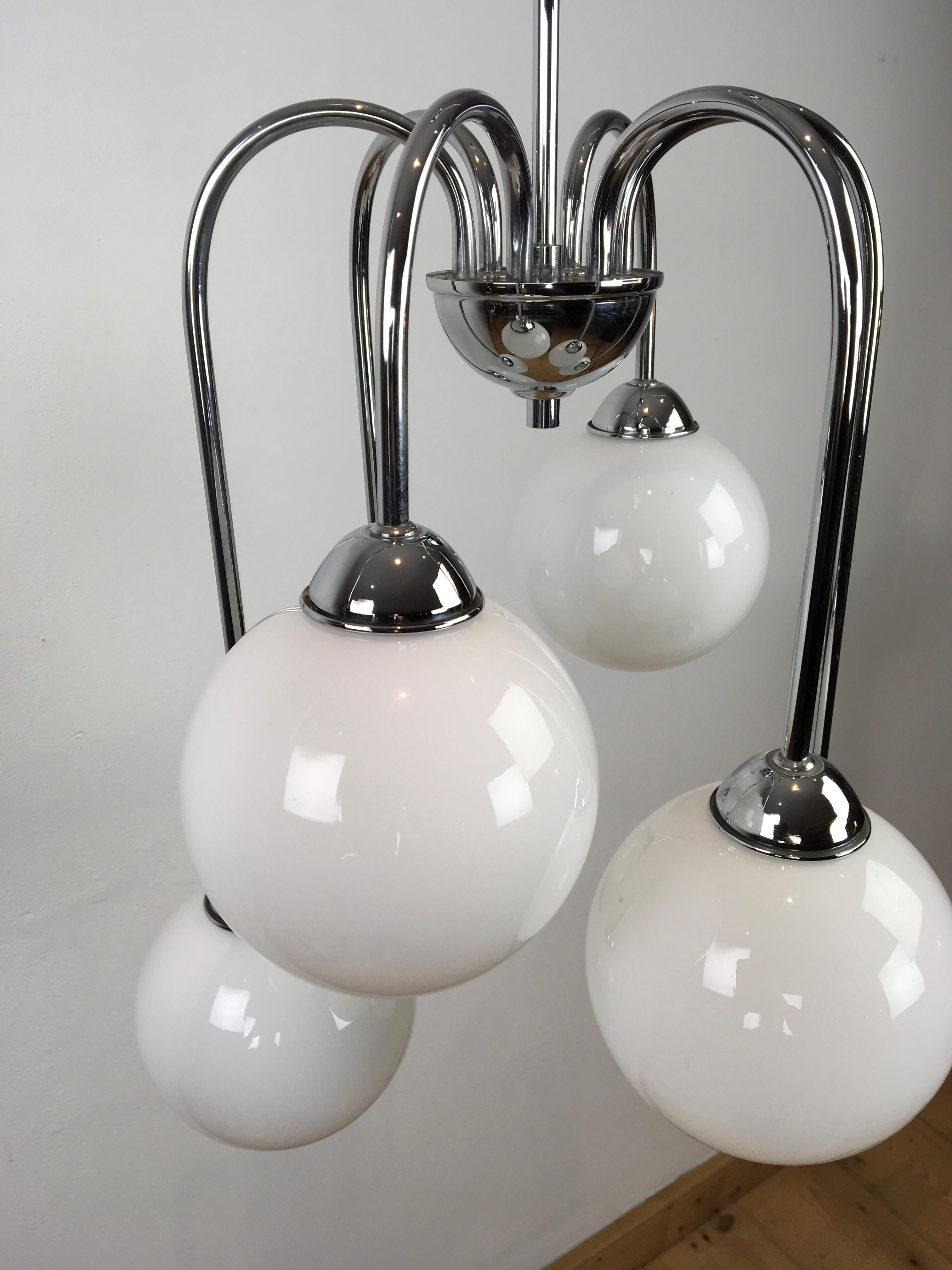 Modern Chrome Chandelier with 6 Glass Globes 5