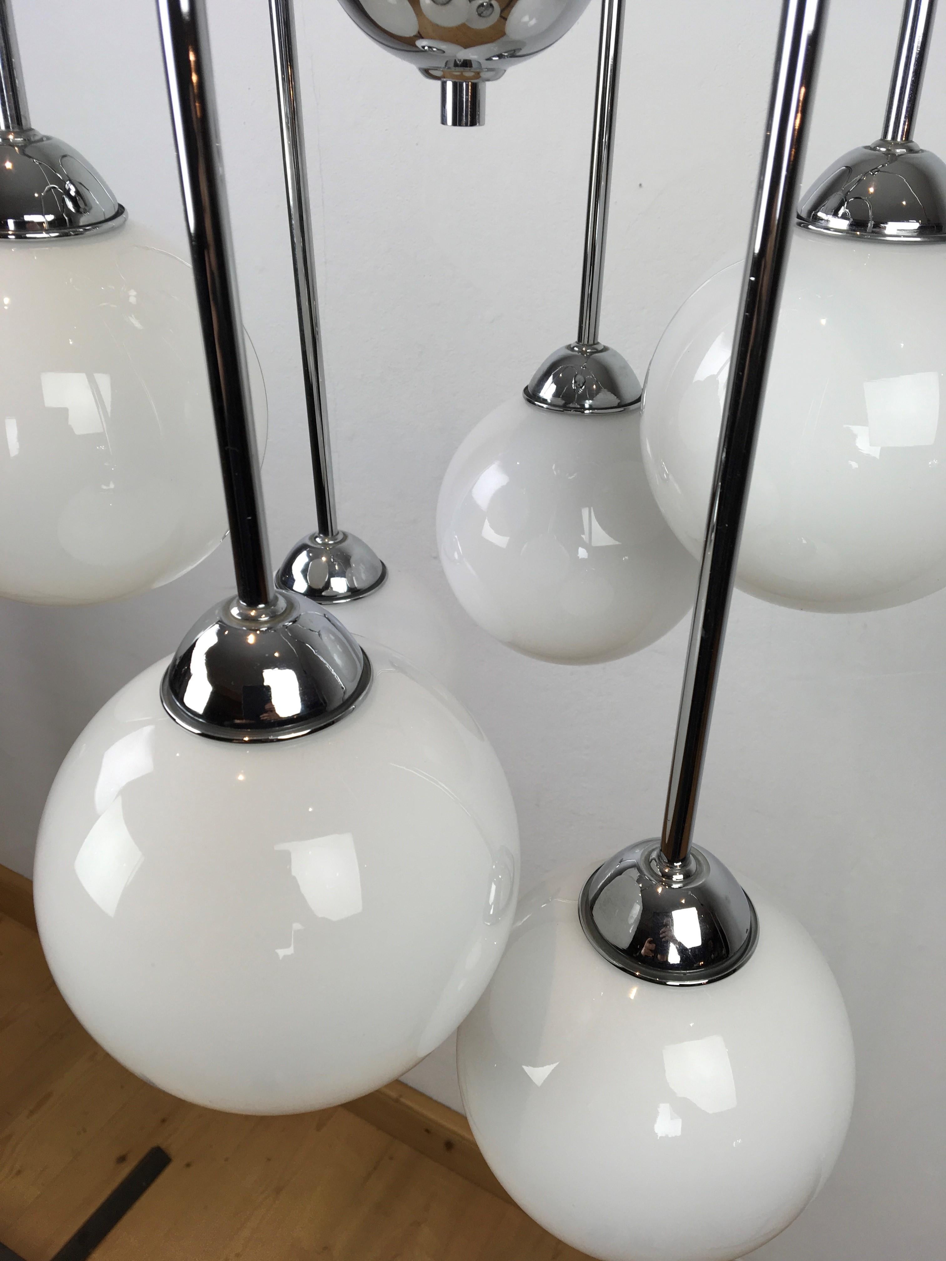 Modern Chrome Chandelier with 6 Glass Globes 8