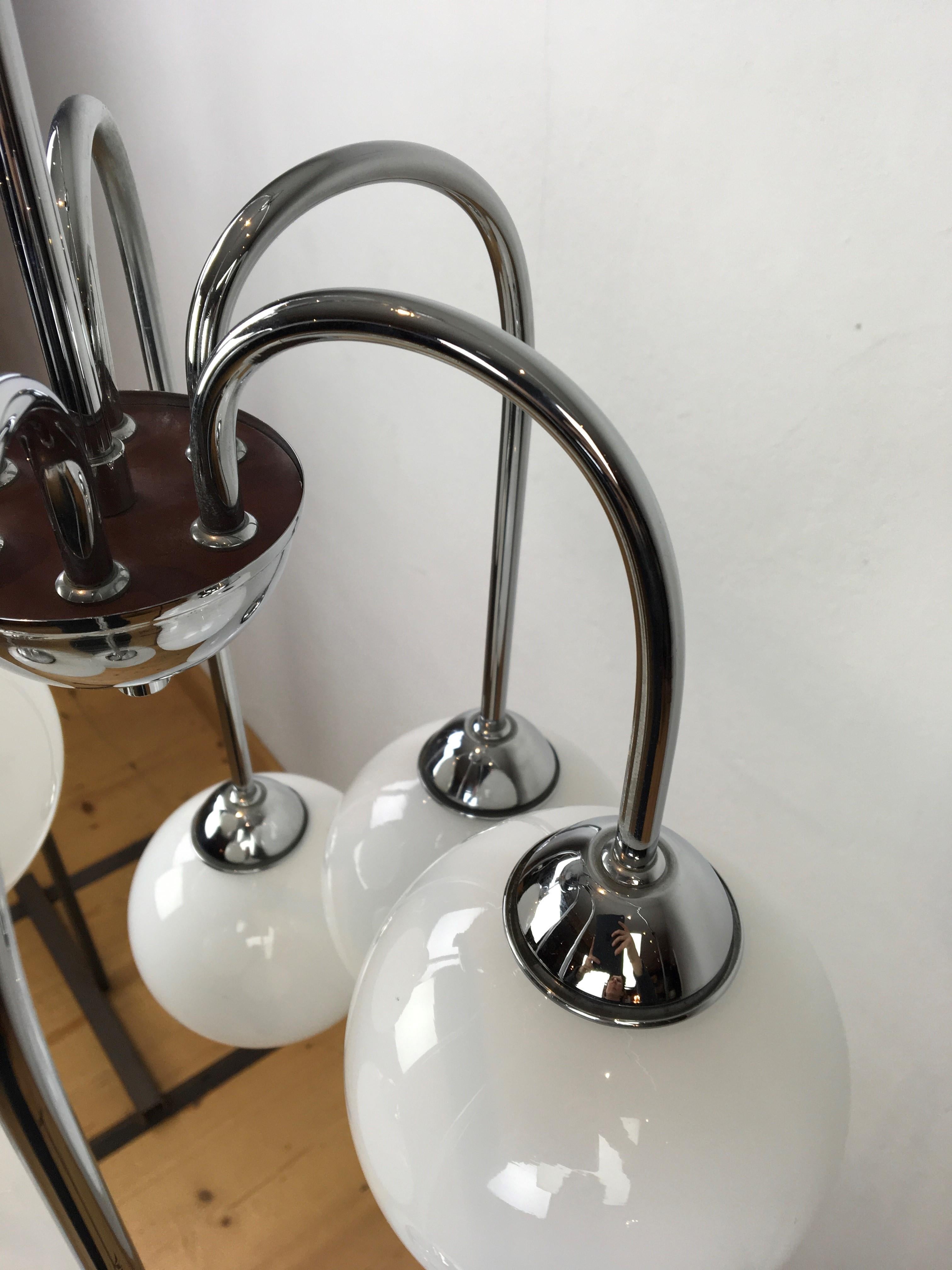 Modern Chrome Chandelier with 6 Glass Globes 1