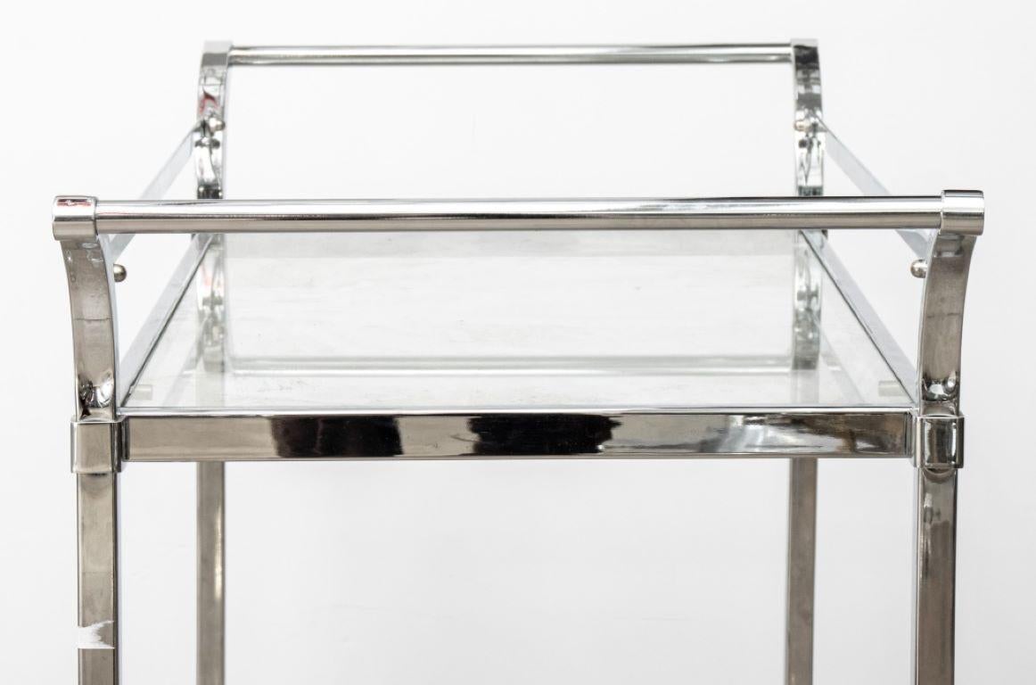 Modern Chrome & Glass 2-Tiered Bar Cart For Sale 5