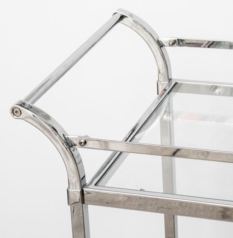 Unknown Modern Chrome & Glass 2-Tiered Bar Cart For Sale