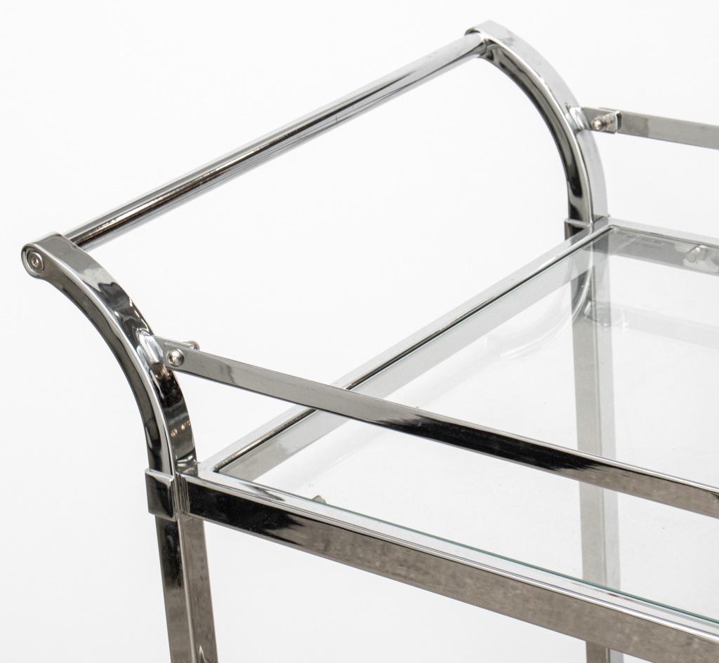 Modern Chrome & Glass 2-Tiered Bar Cart For Sale 3