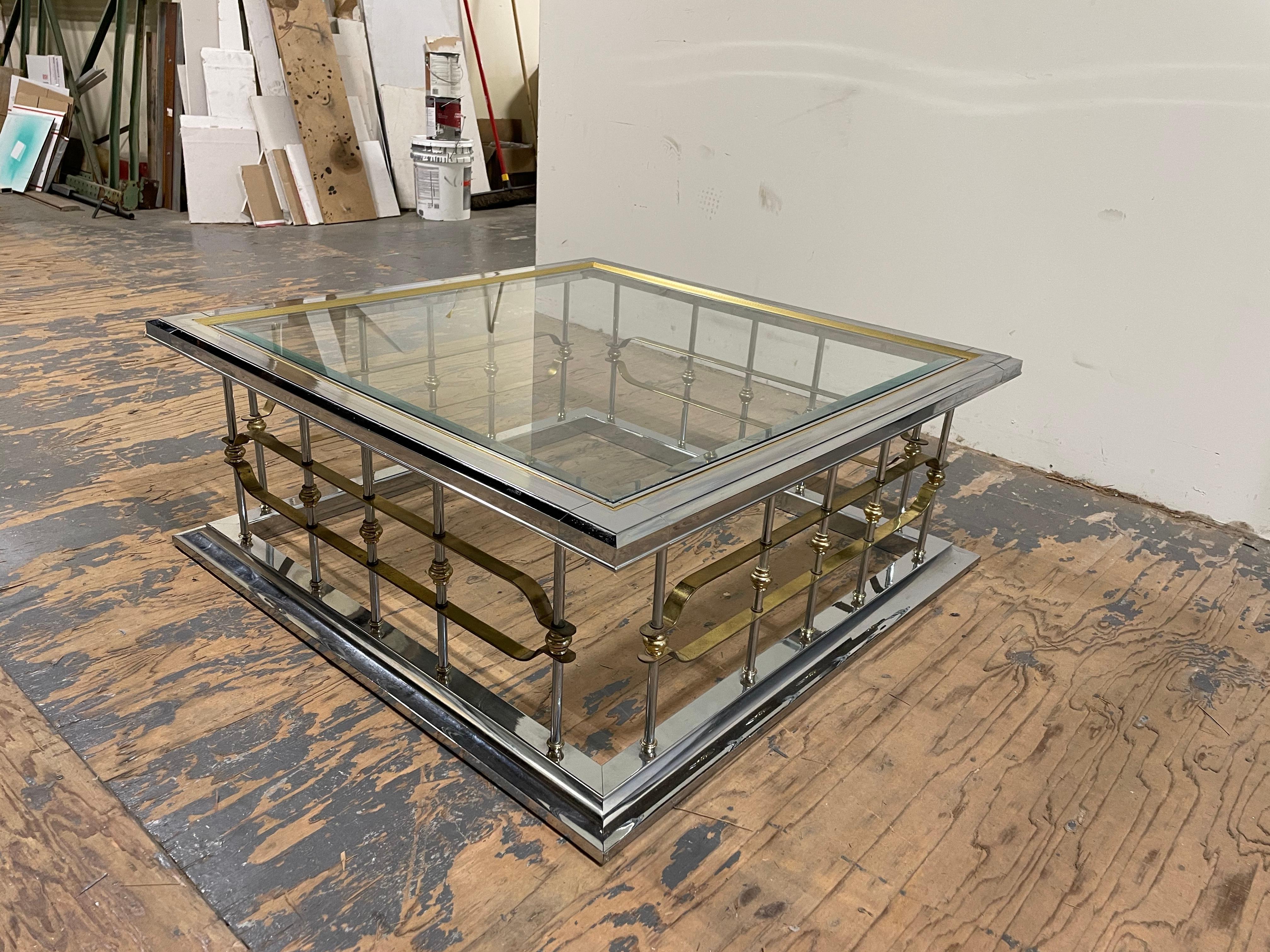 Modern Chrome & Glass Coffee Table in Mastercraft Style In Good Condition In W Allenhurst, NJ