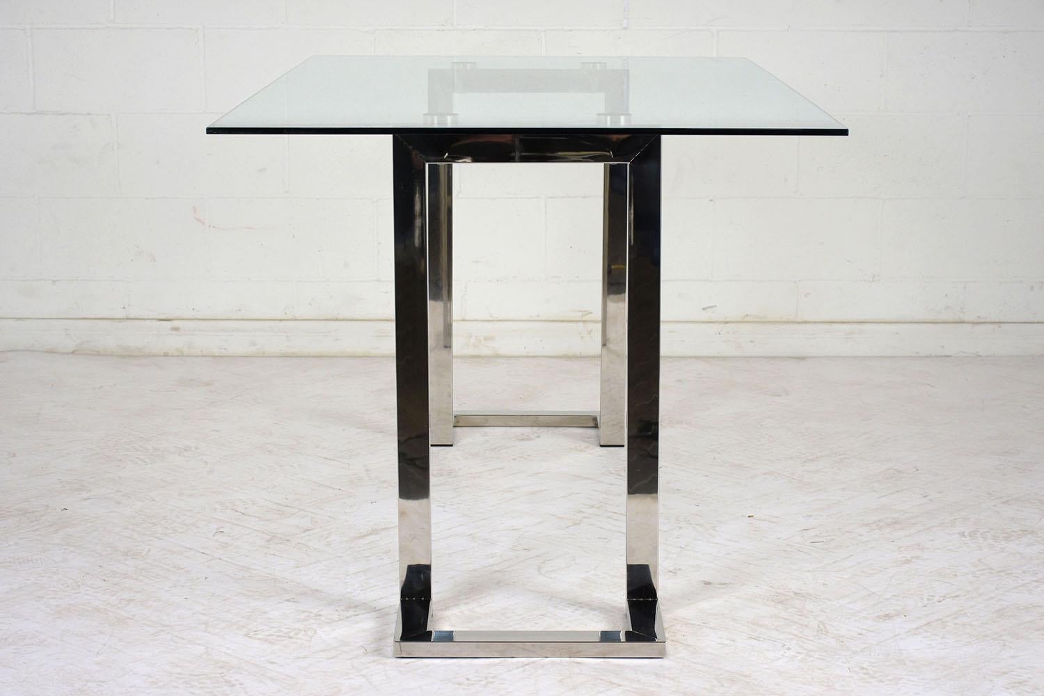 Contemporary Modern Chrome and Glass Dining Table