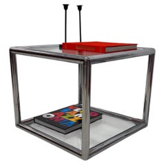 Modern Chrome Glass Side Table End Table