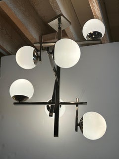 Modern Chrome Pendant Lighting with 6 Glass Globes