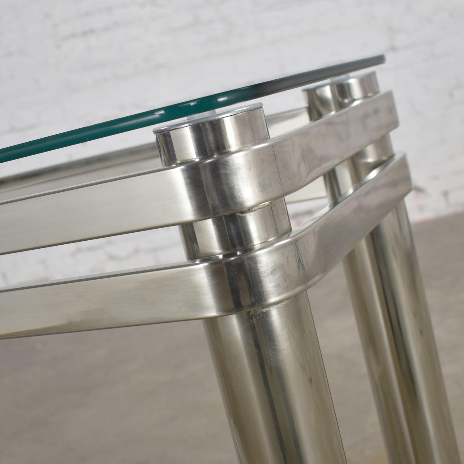 Modern Chrome Rectangle Console Sofa Table Glass Top Style Pace or Karl Springer For Sale 11