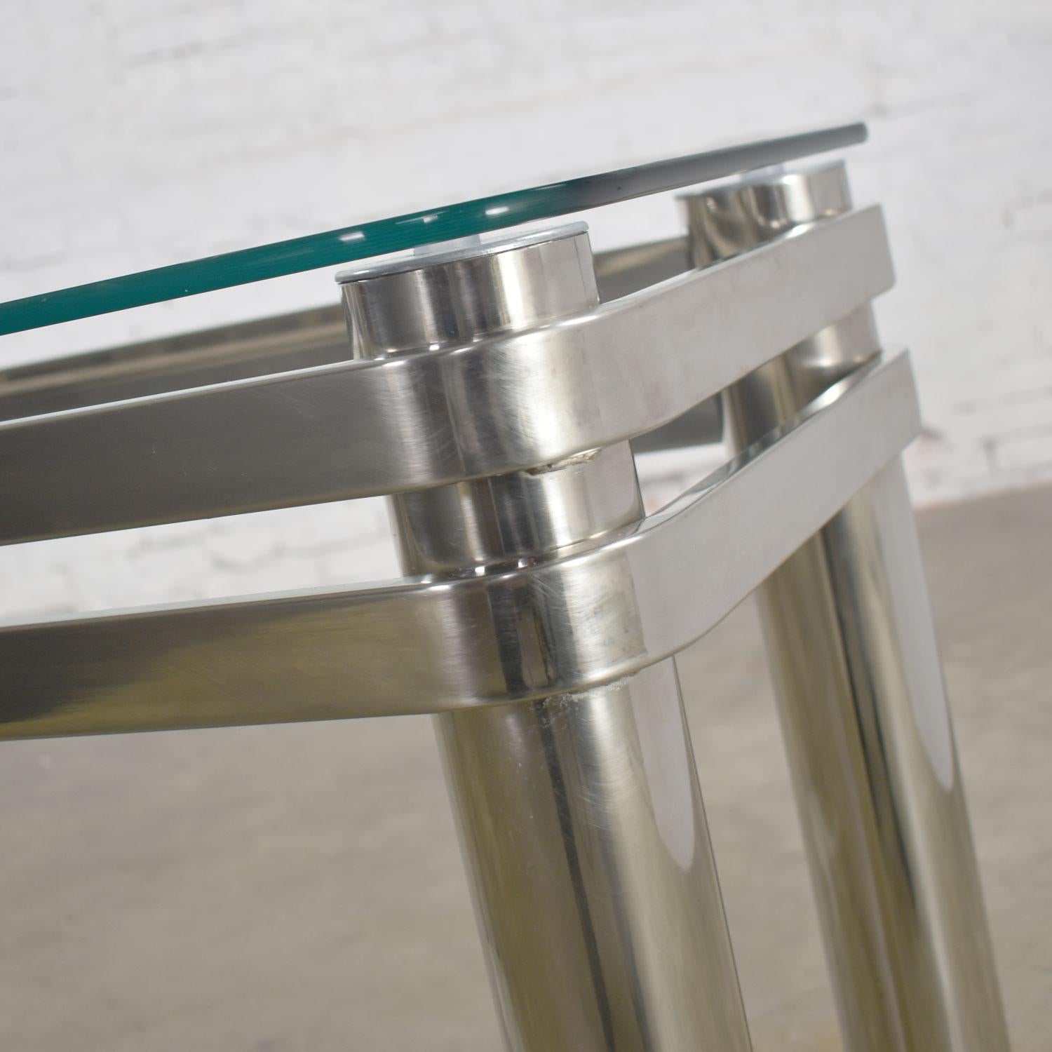 Modern Chrome Rectangle Console Sofa Table Glass Top Style Pace or Karl Springer For Sale 12